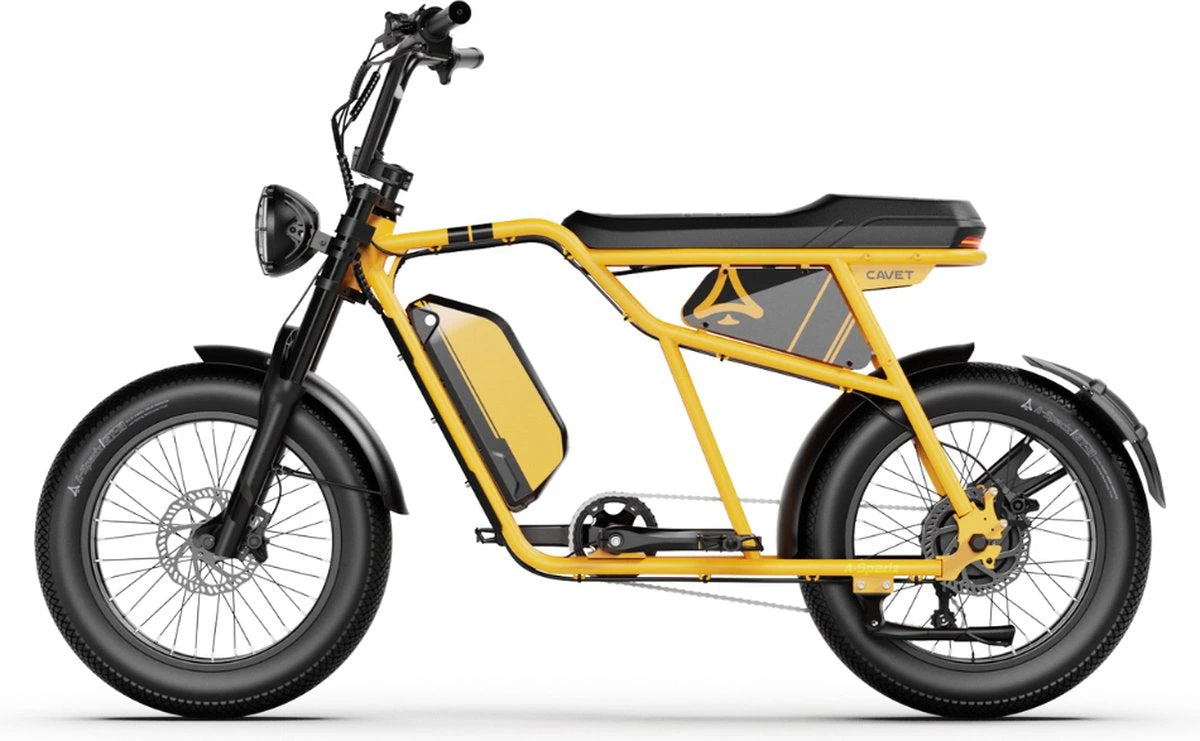 A-Spadz CAVET Air - Fatbike - 20 Inch - 250W Motor - 7 Versnellingen - 100 km Actieradius - Hydraulische Schijfremmen - Geel - AE-trading