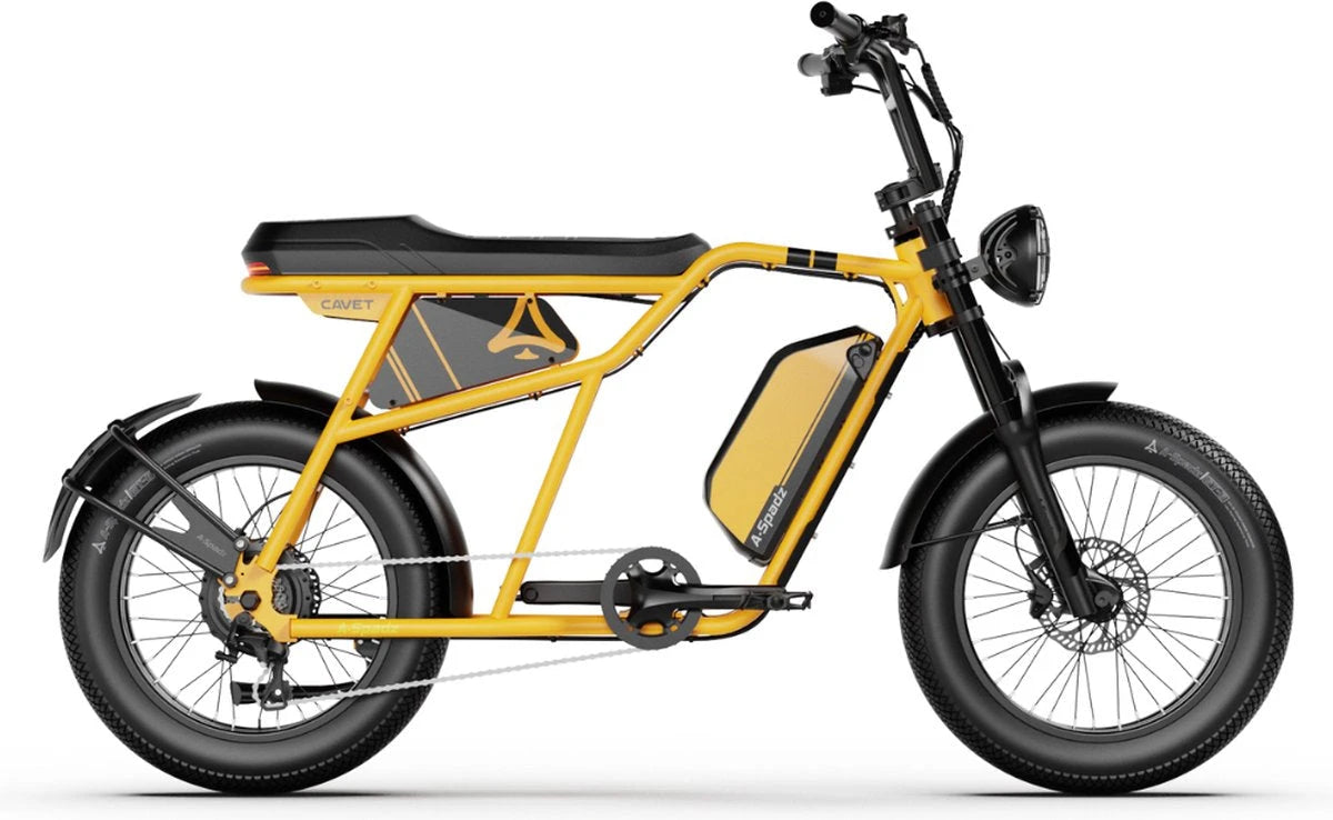 A-Spadz CAVET Air - Fatbike - 20 Inch - 250W Motor - 7 Versnellingen - 100 km Actieradius - Hydraulische Schijfremmen - Geel - AE-trading