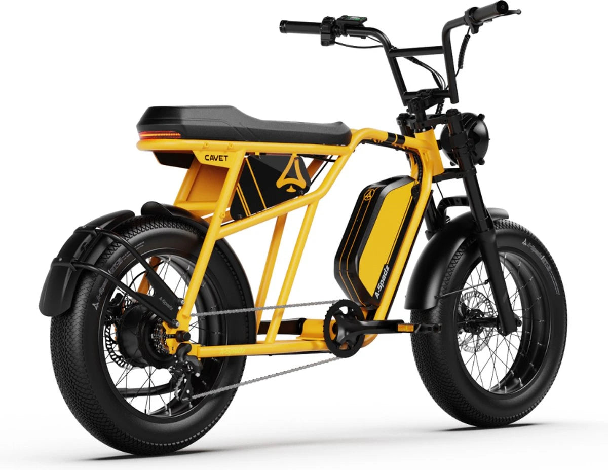 A-Spadz CAVET Air - Fatbike - 20 Inch - 250W Motor - 7 Versnellingen - 100 km Actieradius - Hydraulische Schijfremmen - Geel - AE-trading