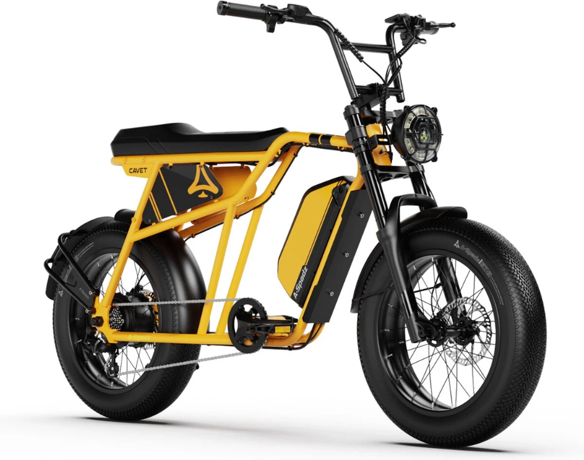 A-Spadz CAVET Air - Fatbike - 20 Inch - 250W Motor - 7 Versnellingen - 100 km Actieradius - Hydraulische Schijfremmen - Geel - AE-trading