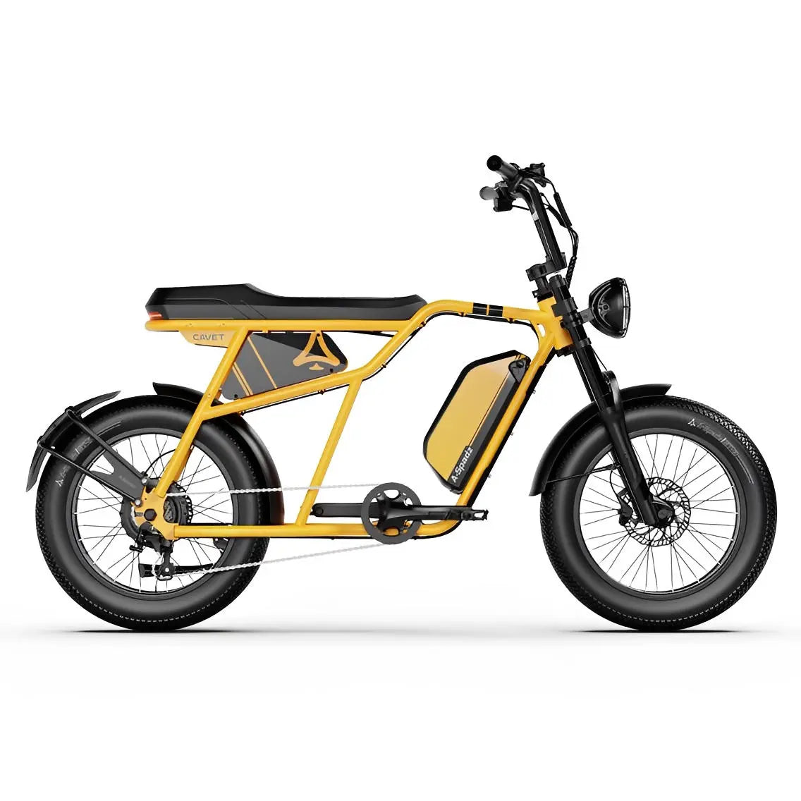 A-Spadz CAVET Air - Fatbike - 20 Inch - 250W Motor - 7 Versnellingen - 100 km Actieradius - Hydraulische Schijfremmen - Geel - AE-trading