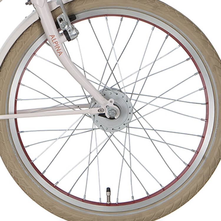Alpina voorwiel 20 naafdynamo J20 copper zink spk - AE-trading