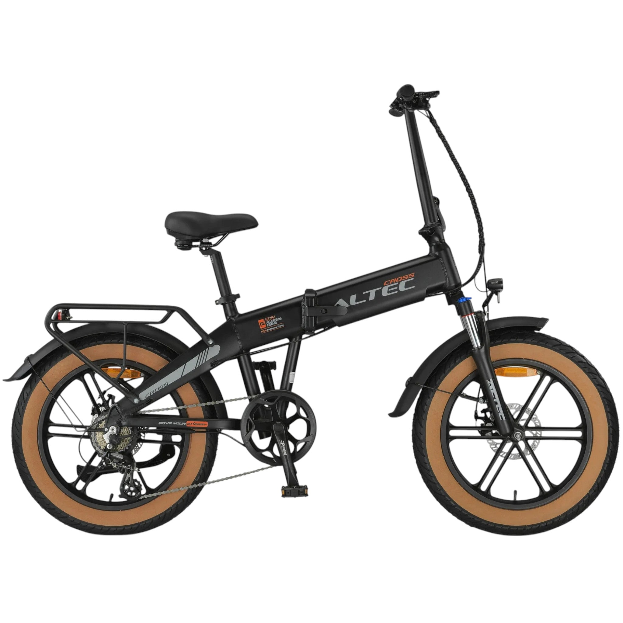 Altec Cross - Elektrische Fatbike-Vouwfiets - Mat Zwart - 20 inch - 39 cm - Accu 468Wh 36V, 13Ah - 250W Ananda Achterwielmotor - Shimano Speed 7 Versnellingen - Hydraulische Schijfremmen