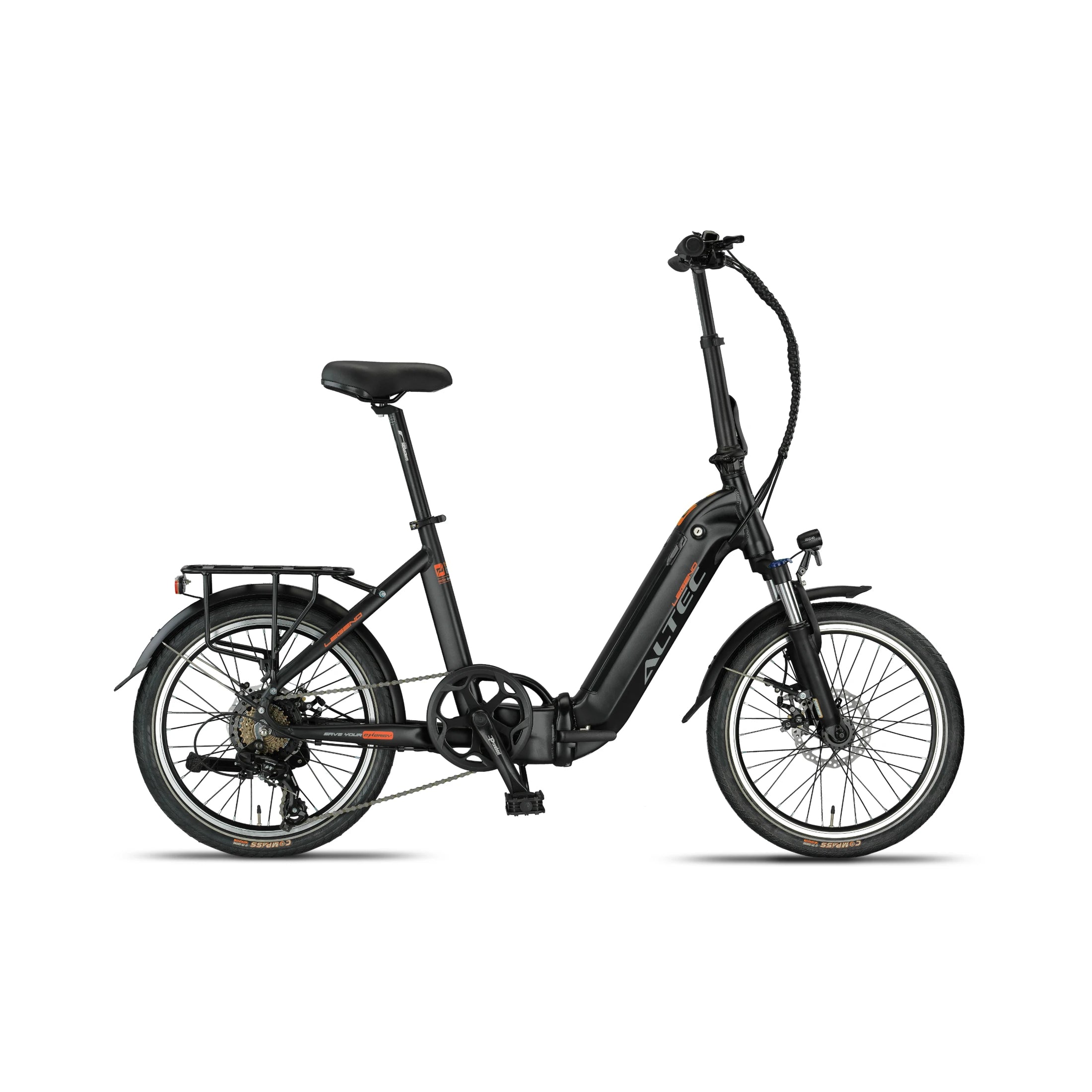 Altec Legend - Elektrische Vouwfiets - Mat Zwart - 20 inch - Accu 460Wh (36V, 12.8Ah) - 250W Ananda Achterwielmotor - Shimano 7 Versnellingen - AE-trading