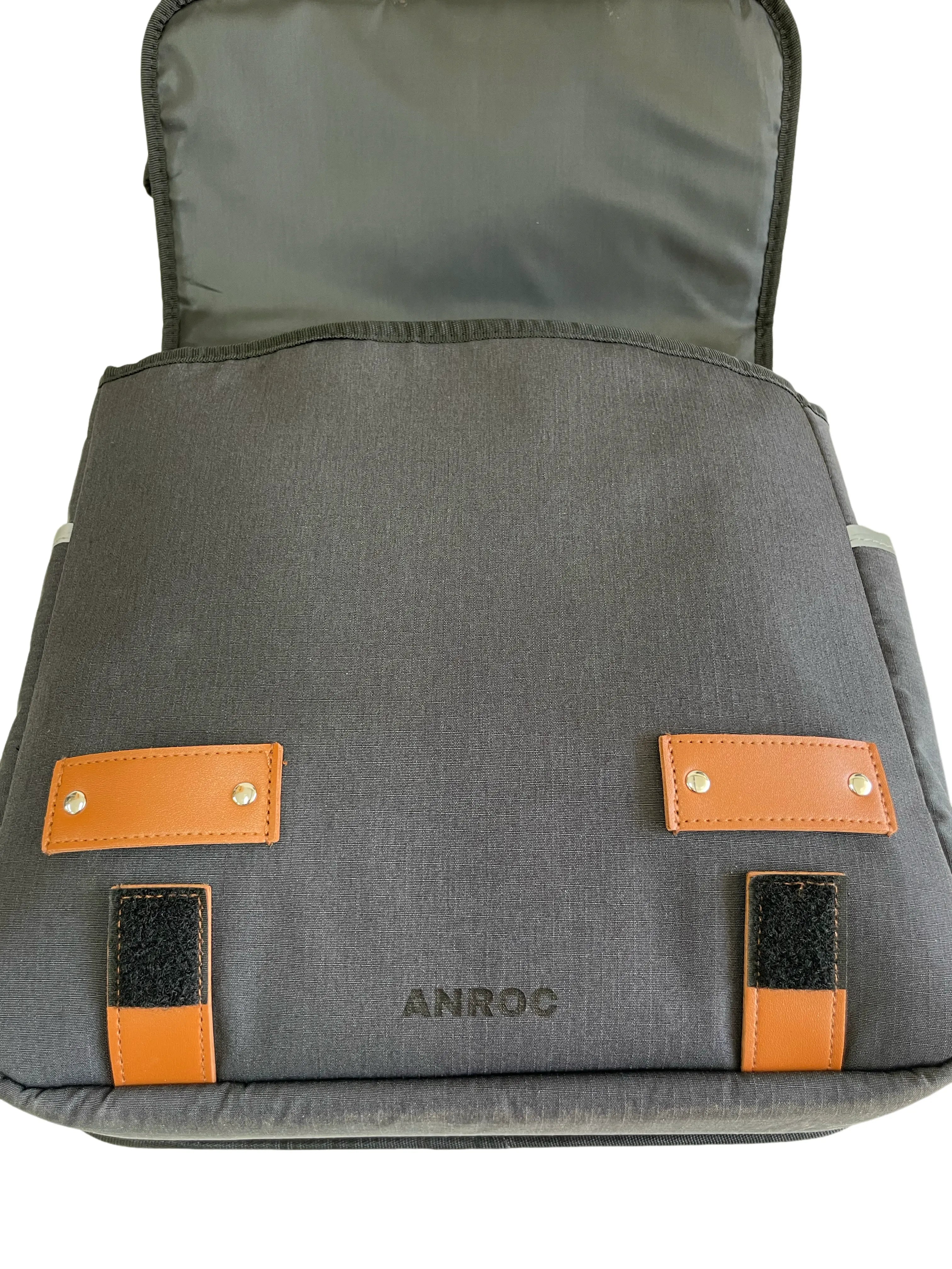 Anroc Dubbele Fietstas Retro Canvas waterafstotend Donker Grijs - AE-trading