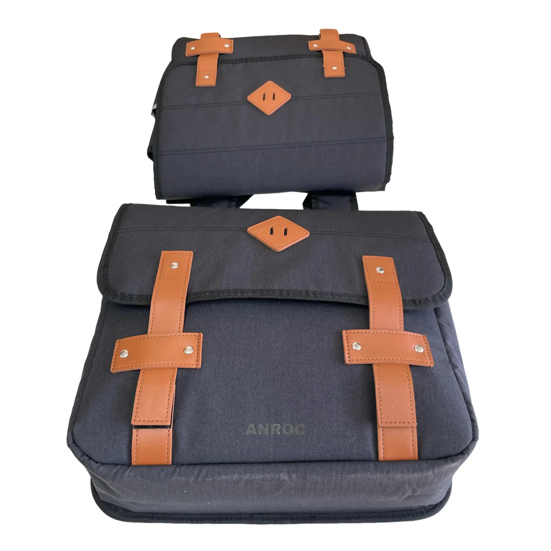 Anroc Dubbele Fietstas Retro Canvas waterafstotend Donker Grijs - AE-trading