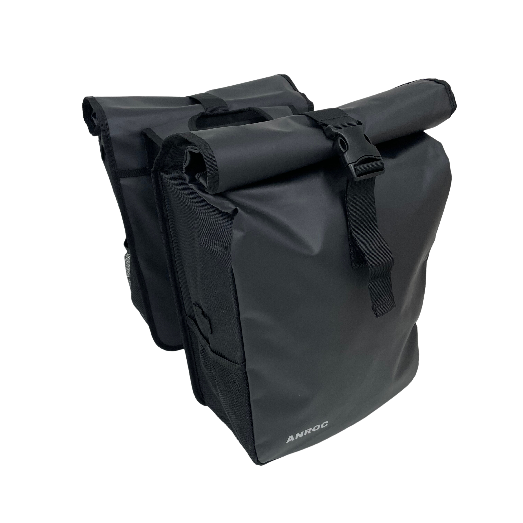 Anroc Dubbele Fietstas met Roltop Sluiting - 46 Liter - Waterbestendig - Zwart