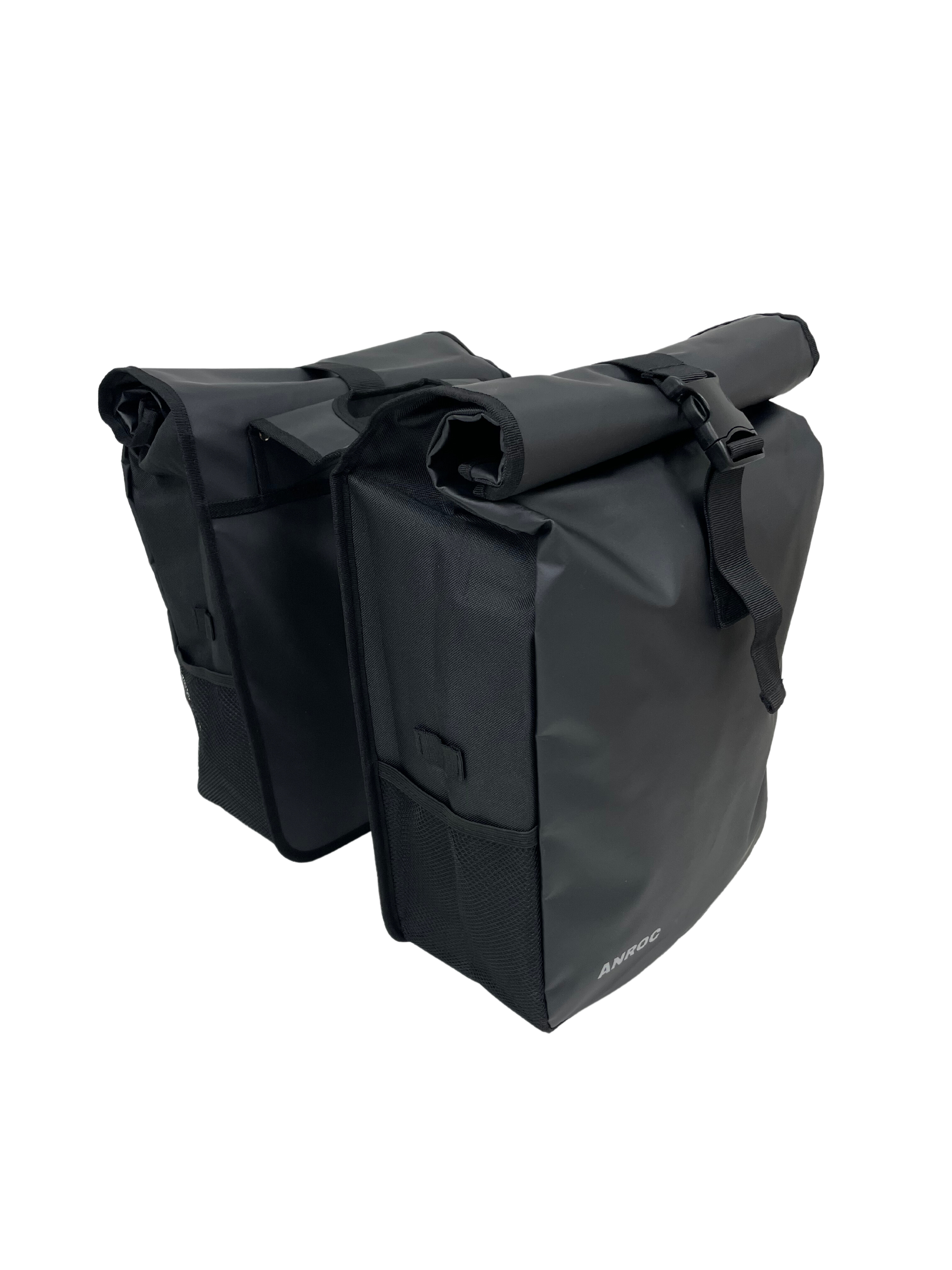 Anroc Dubbele Fietstas met Roltop Sluiting - 46 Liter - Waterbestendig - Zwart - AE-trading