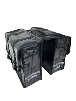 Anroc Dubbele fietstas 46L zwart - Tarpaulin PVC - Waterdicht en Reflecterend - AE-trading