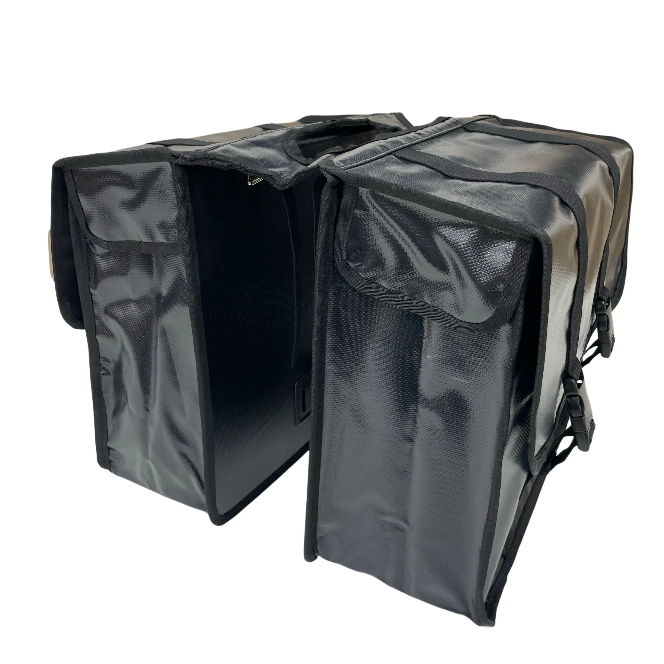 Anroc Dubbele fietstas 46L zwart - Tarpaulin PVC - Waterdicht en Reflecterend