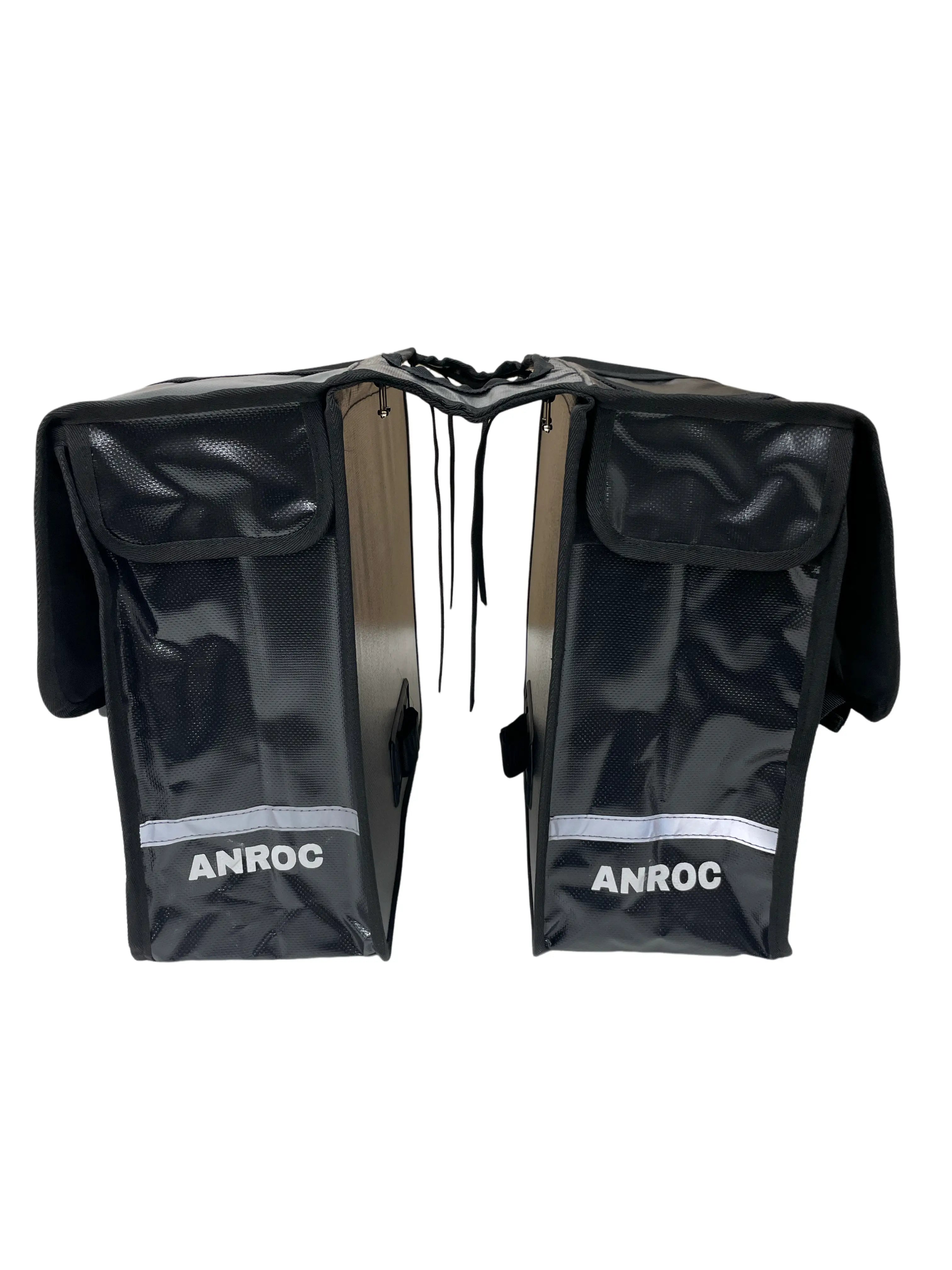 Anroc Dubbele fietstas 46L zwart - Tarpaulin PVC - Waterdicht en Reflecterend - AE-trading