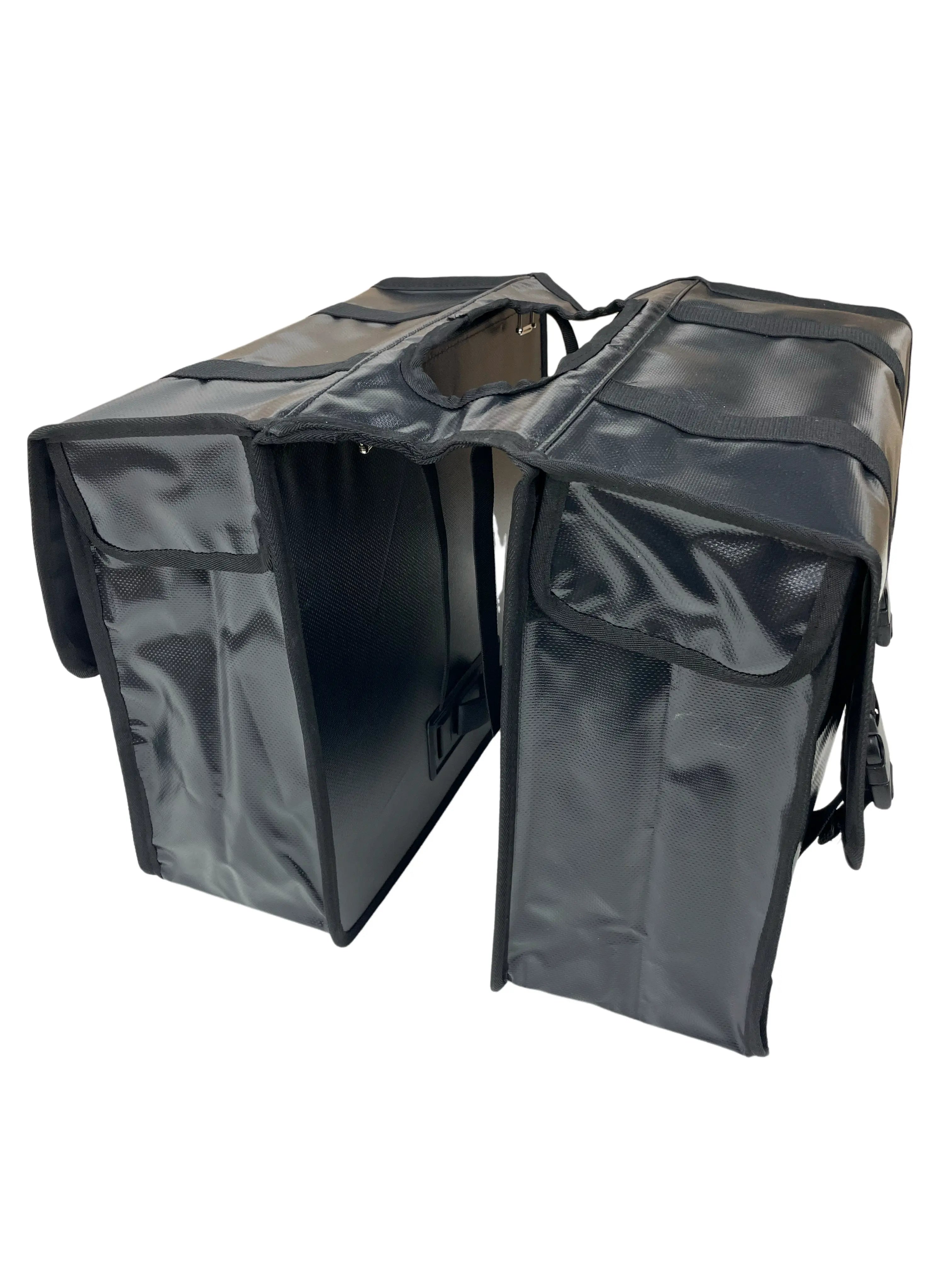Anroc Dubbele fietstas 46L zwart - Tarpaulin PVC - Waterdicht en Reflecterend - AE-trading