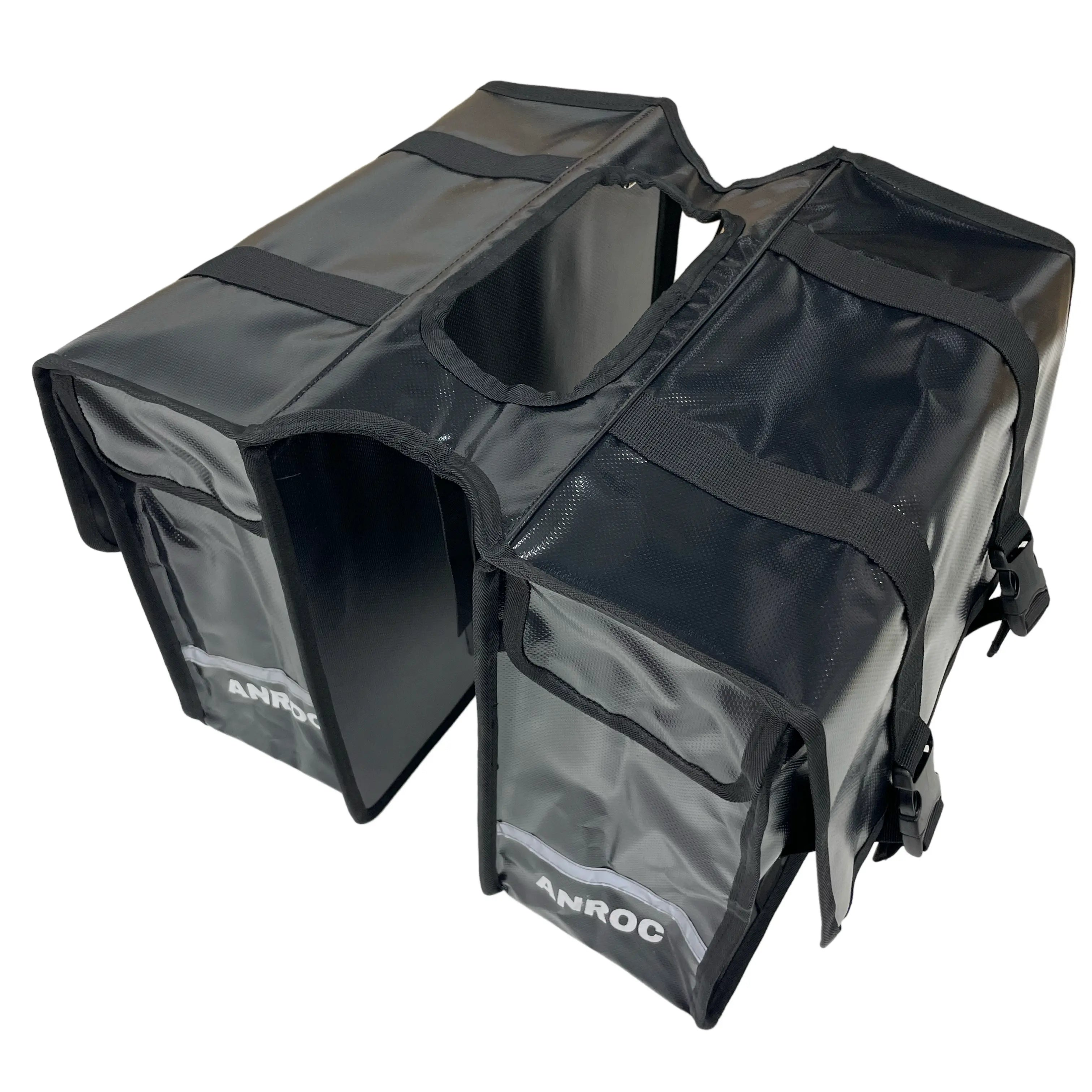 Anroc Dubbele fietstas 46L zwart - Tarpaulin PVC - Waterdicht en Reflecterend
