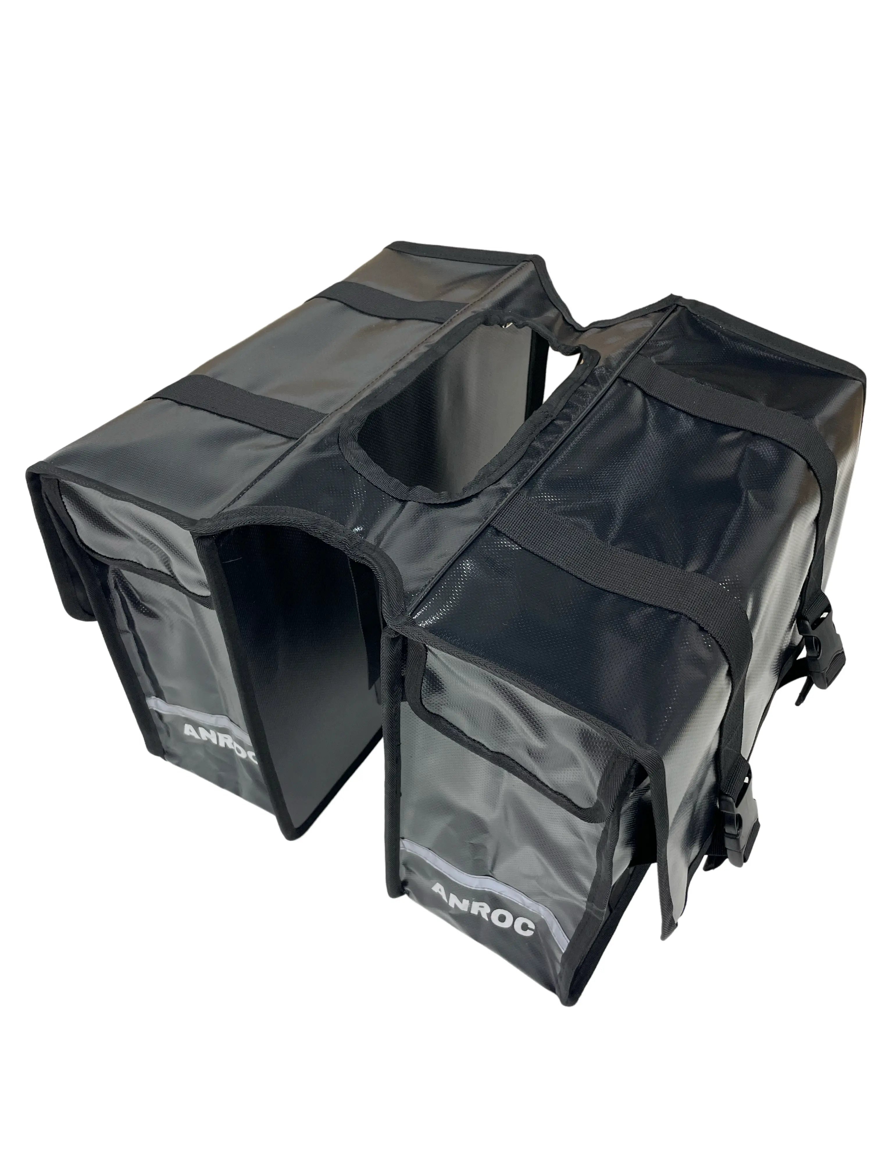 Anroc Dubbele fietstas 46L zwart - Tarpaulin PVC - Waterdicht en Reflecterend - AE-trading