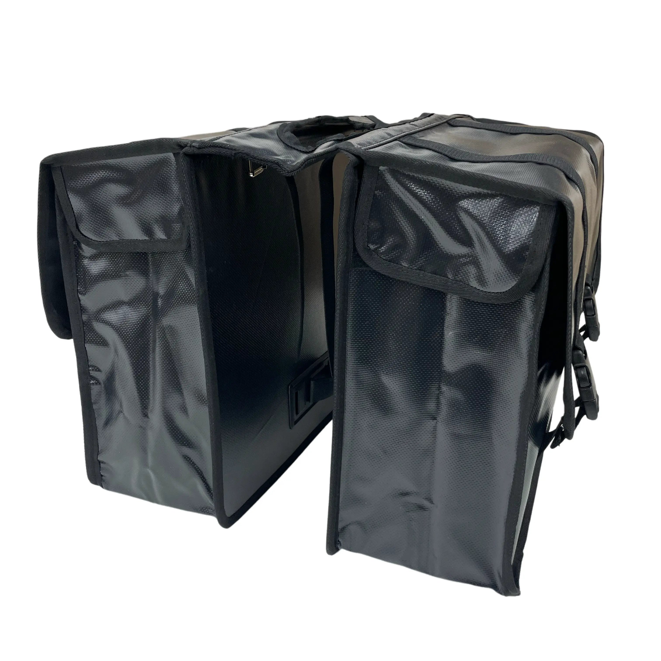 Anroc Dubbele fietstas 46L zwart - Tarpaulin PVC - Waterdicht en Reflecterend