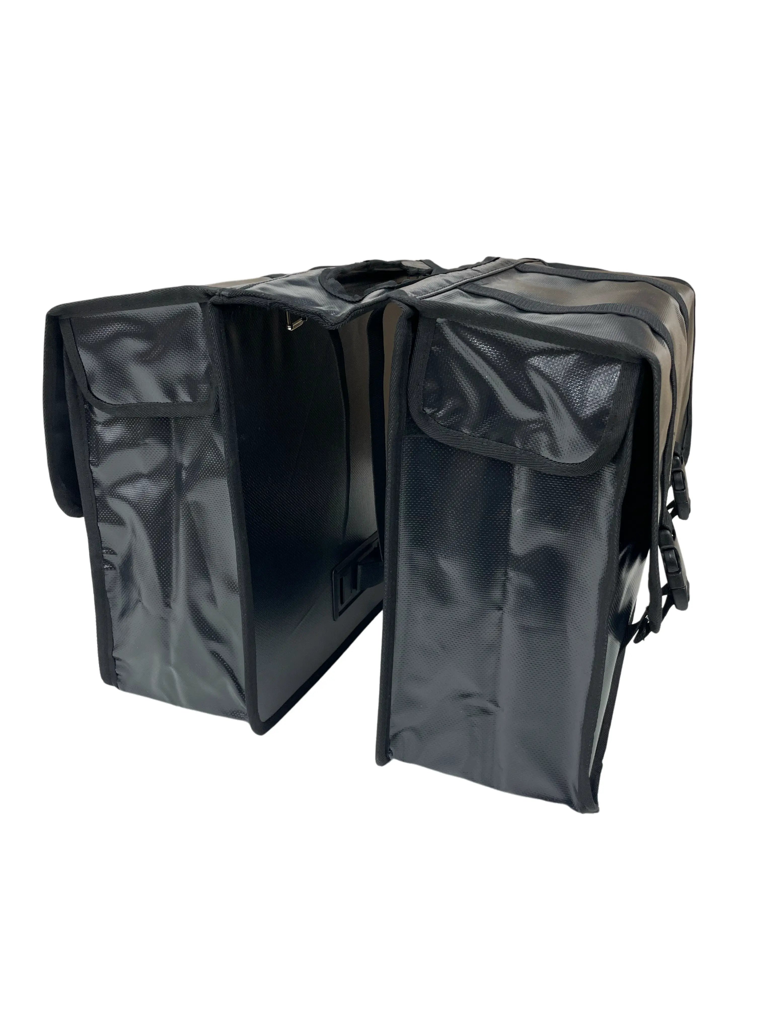 Anroc Dubbele fietstas 46L zwart - Tarpaulin PVC - Waterdicht en Reflecterend - AE-trading