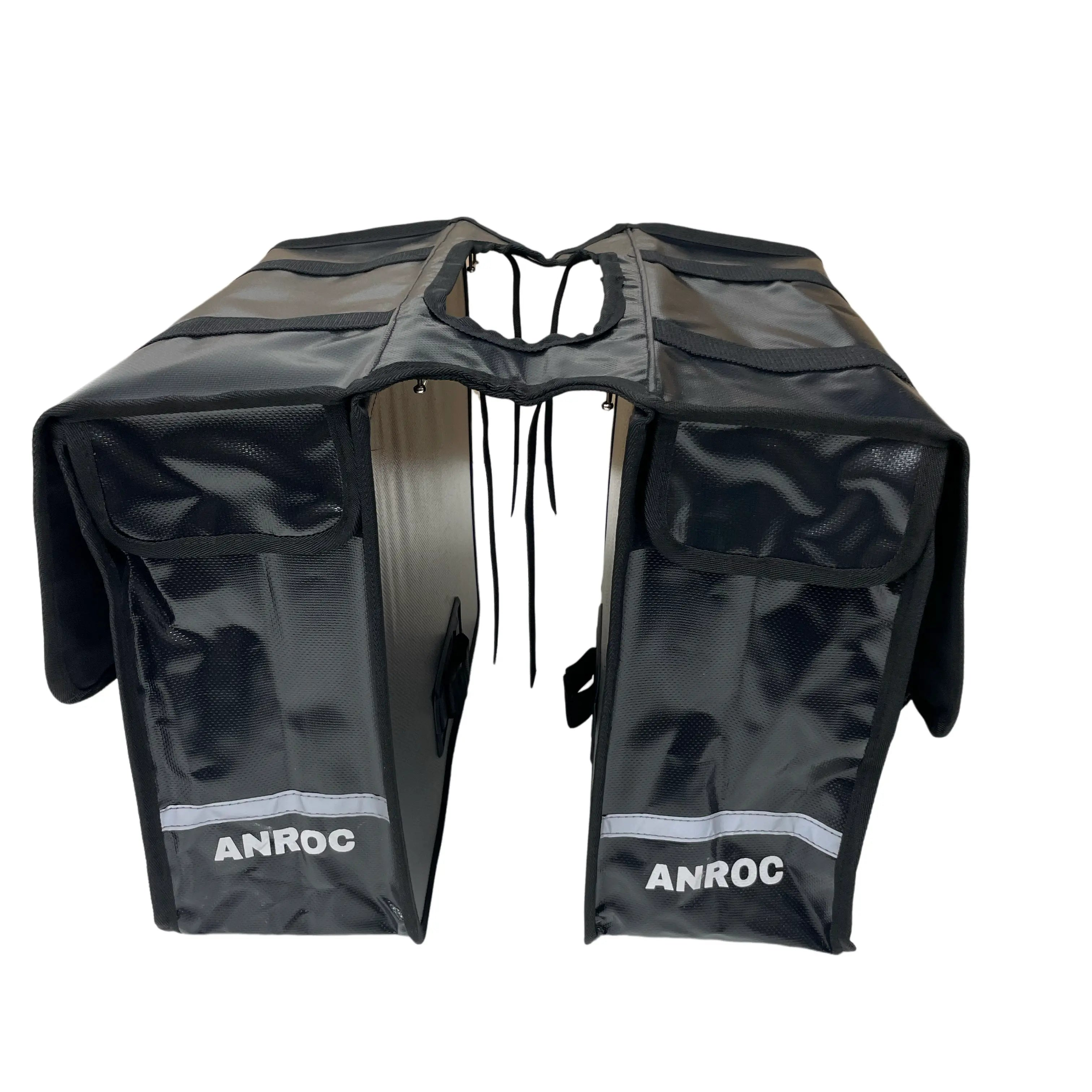 Anroc Dubbele fietstas 46L zwart - Tarpaulin PVC - Waterdicht en Reflecterend