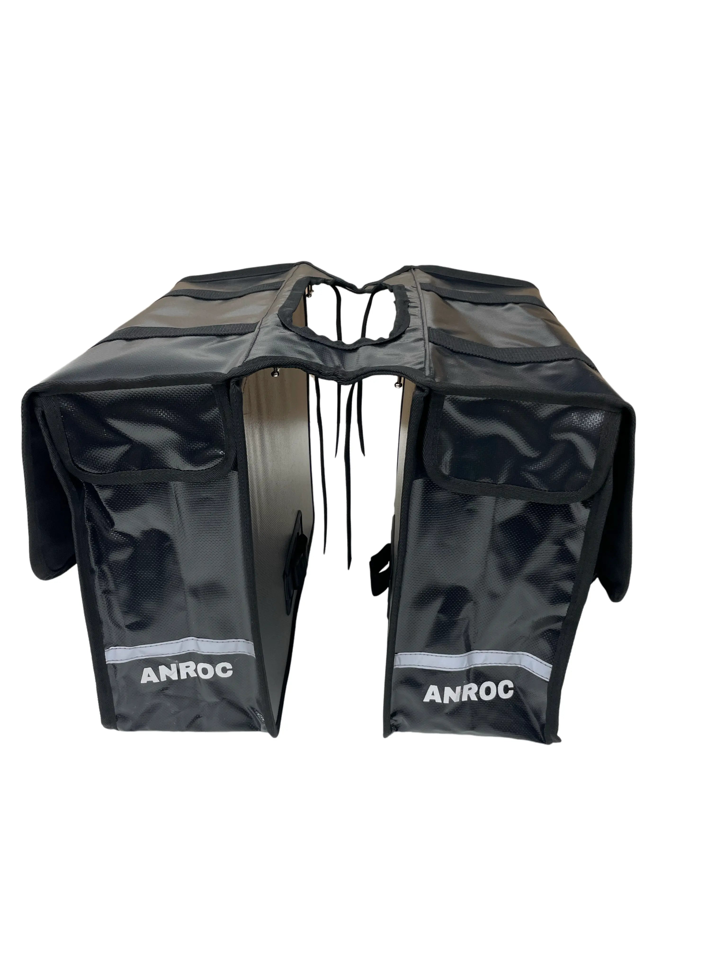 Anroc Dubbele fietstas 46L zwart - Tarpaulin PVC - Waterdicht en Reflecterend - AE-trading