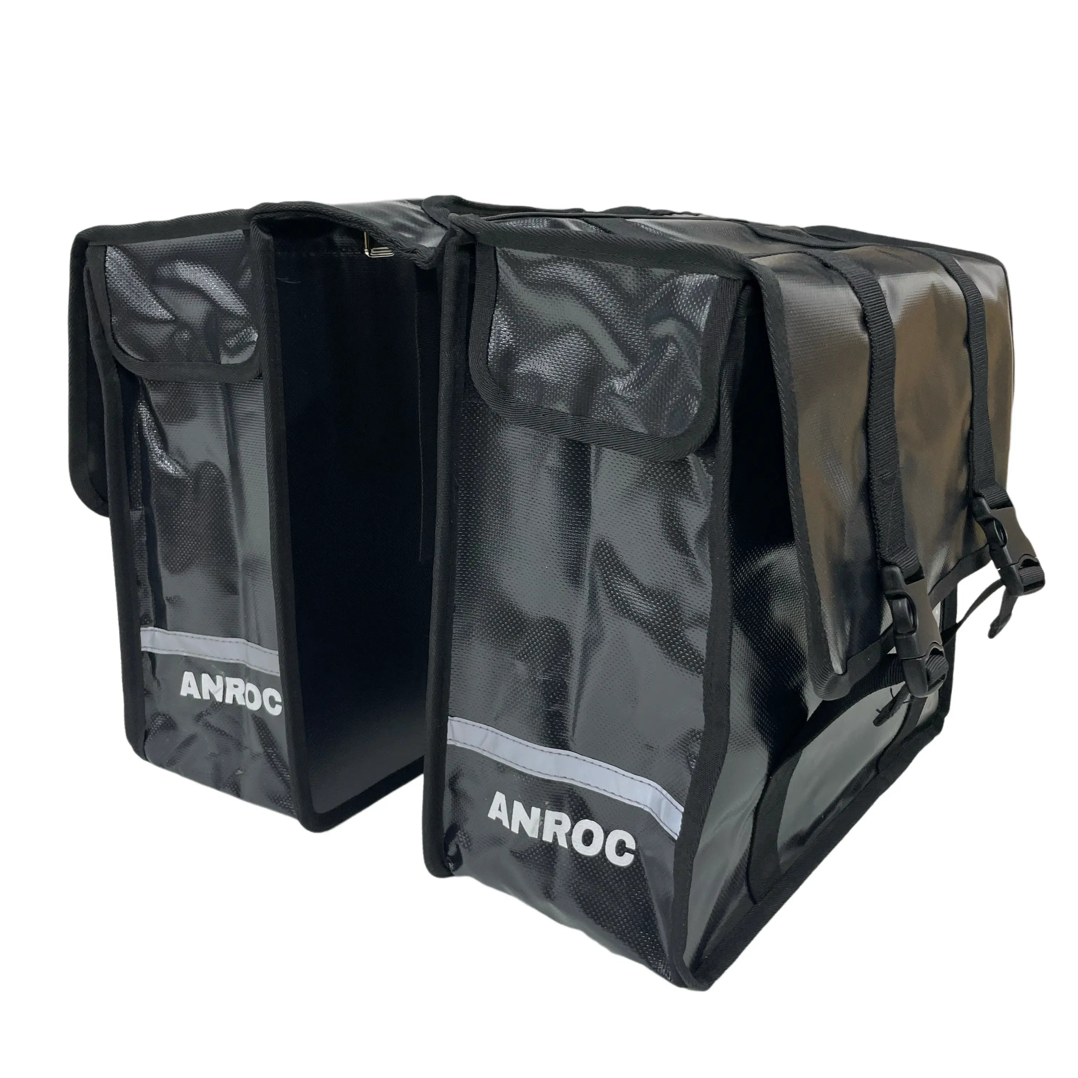Anroc Dubbele fietstas 46L zwart - Tarpaulin PVC - Waterdicht en Reflecterend