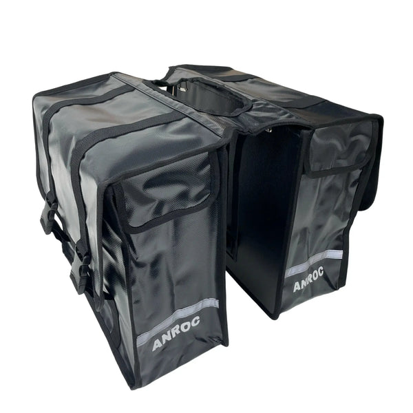 Anroc Dubbele fietstas 46L zwart - Tarpaulin PVC - Waterdicht en Reflecterend - AE-trading