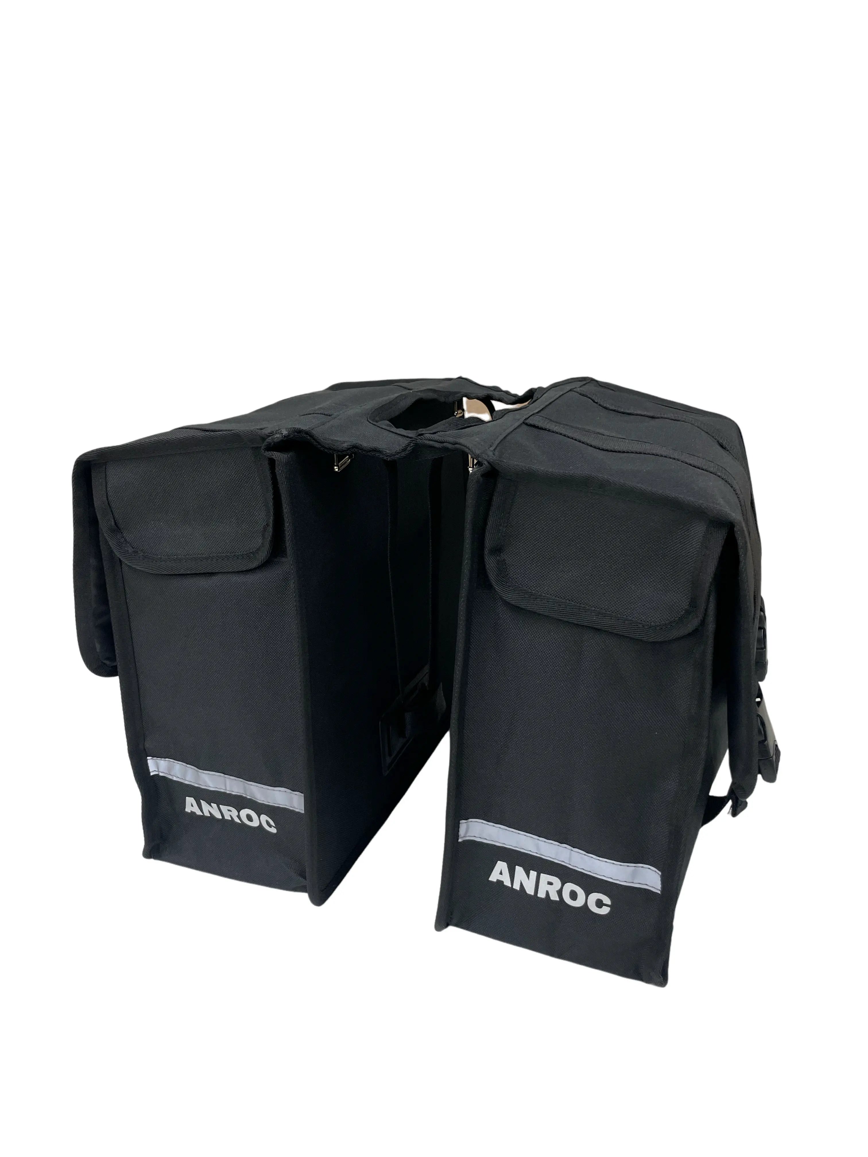 Anroc Dubbele fietstas 46L zwart - Waterdicht en Reflecterend - AE-trading