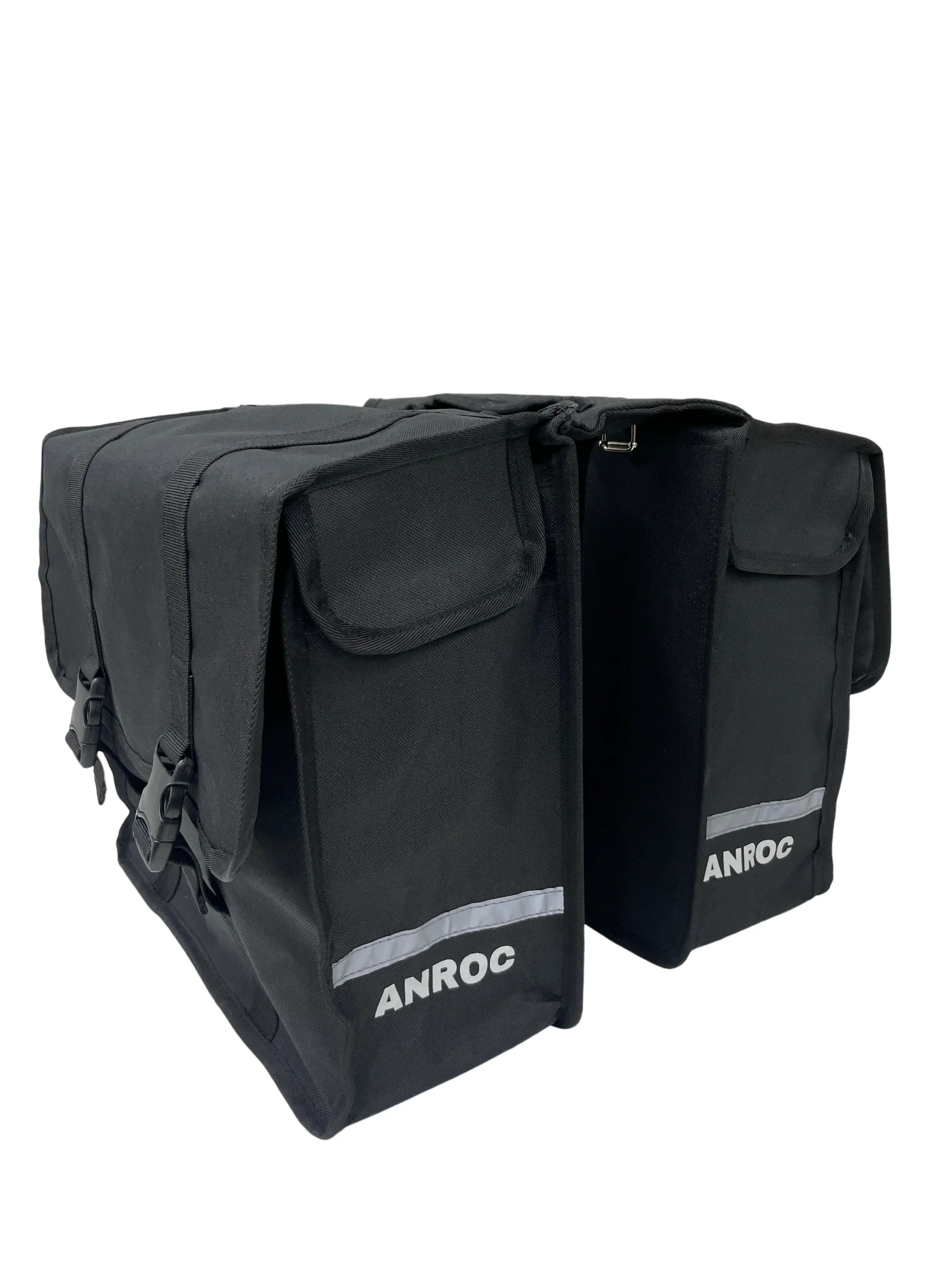 Anroc Dubbele fietstas 46L zwart - Waterdicht en Reflecterend - AE-trading