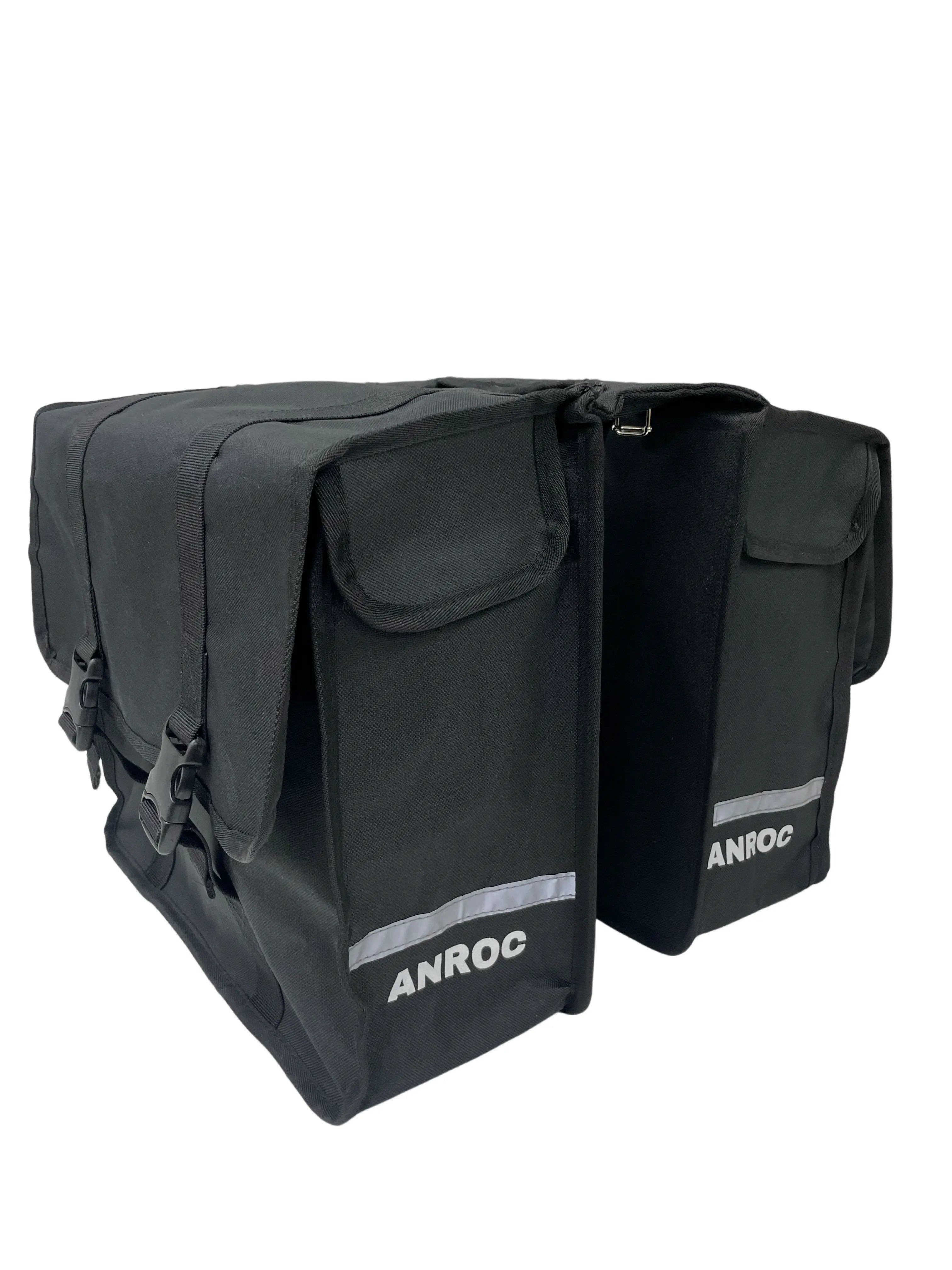 Anroc Dubbele fietstas 46L zwart - Waterdicht en Reflecterend - AE-trading