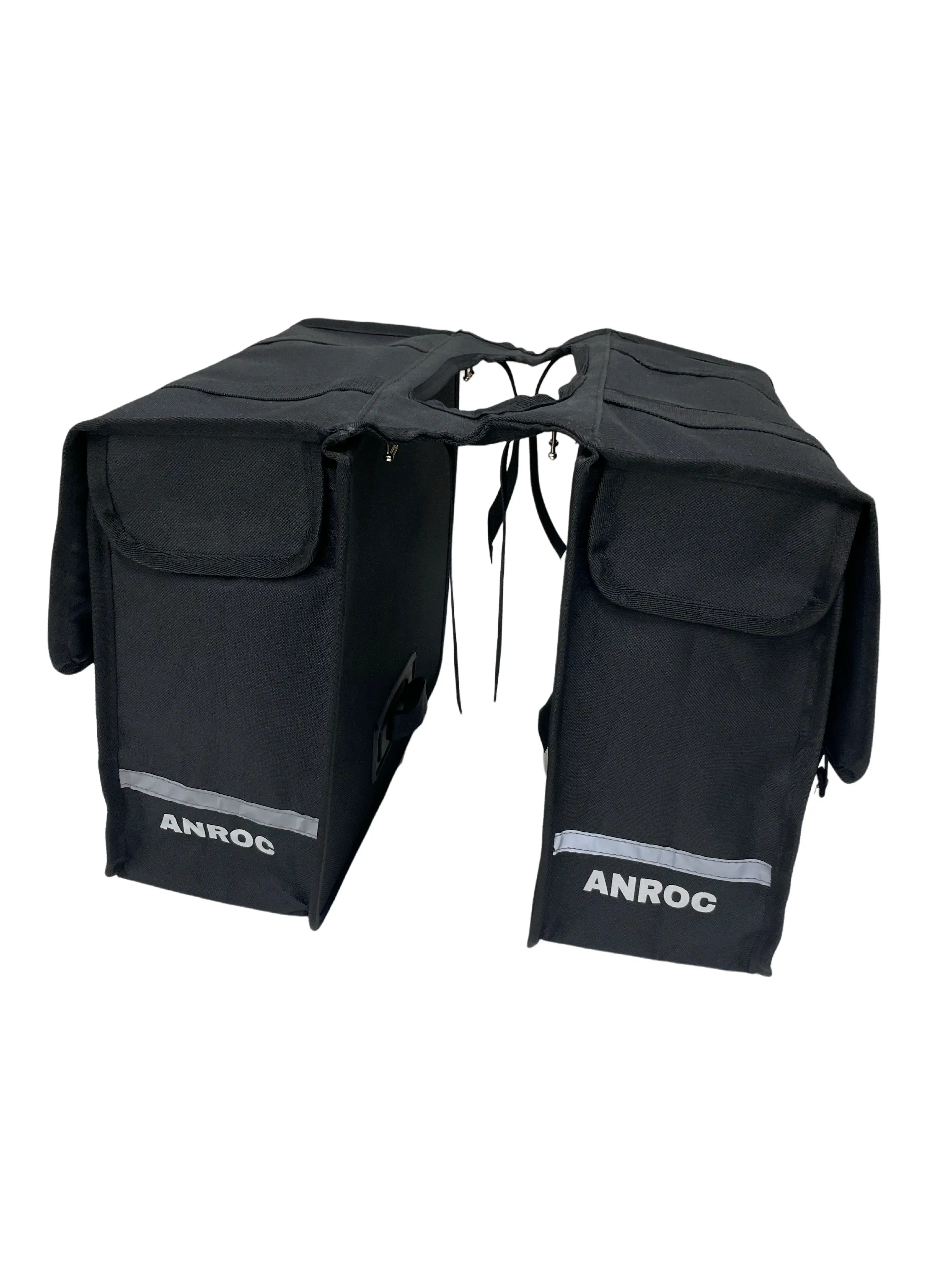 Anroc Dubbele fietstas 46L zwart - Waterdicht en Reflecterend - AE-trading