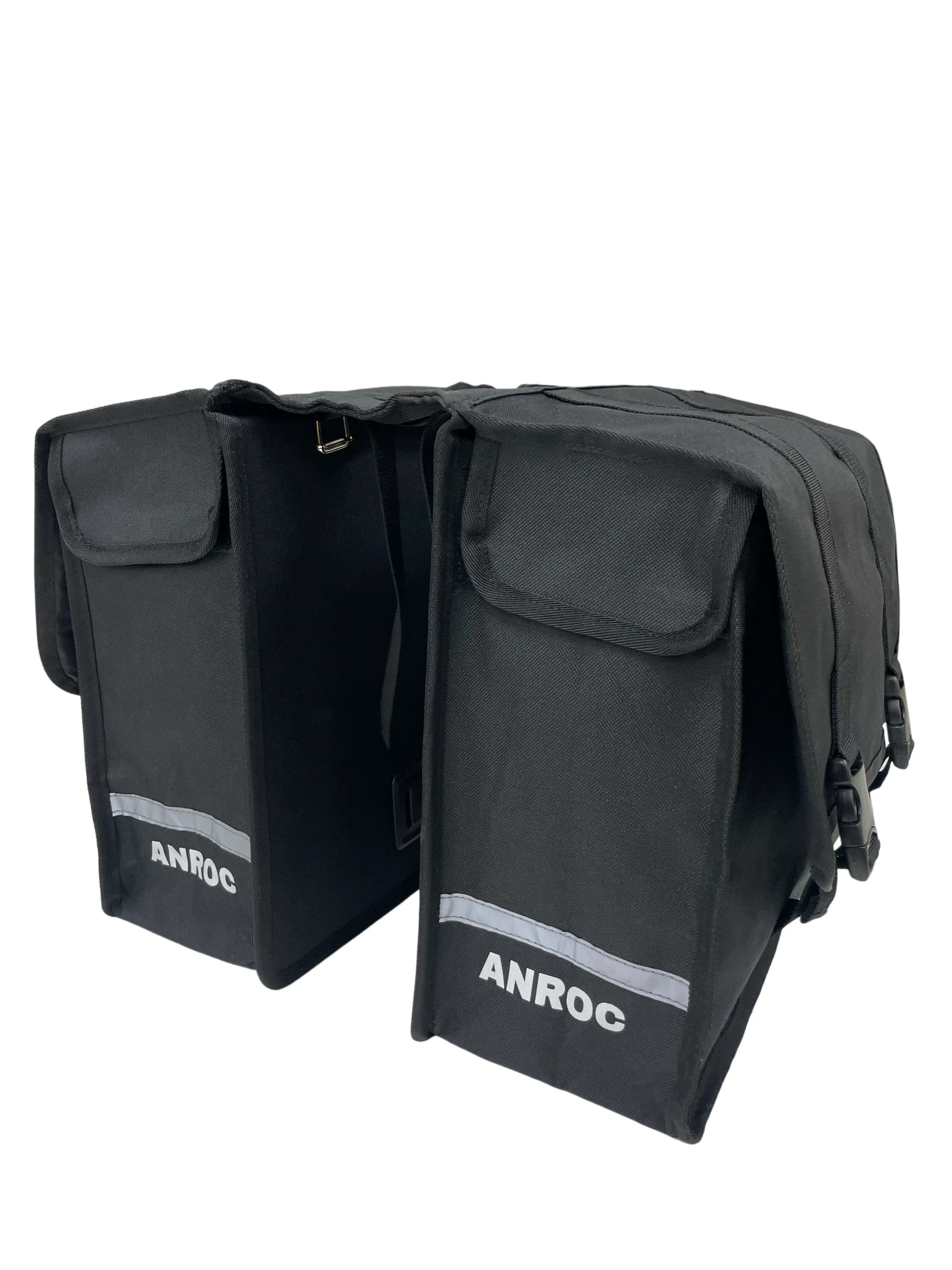 Anroc Dubbele fietstas 46L zwart - Waterdicht en Reflecterend - AE-trading