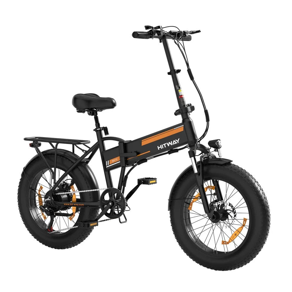 Hitway BK10 Fatbike Vouwfiets Elektrische Zwart Oranje AE-trading