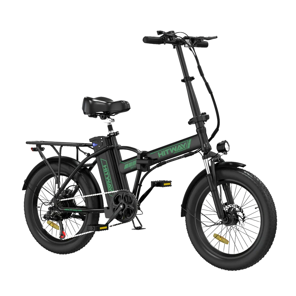 Hitway BK11 Fatbike 20 x 4.0 – Elektrische Vouwfiets – 250W motor- 25km/h - Zwart Groen AE-trading