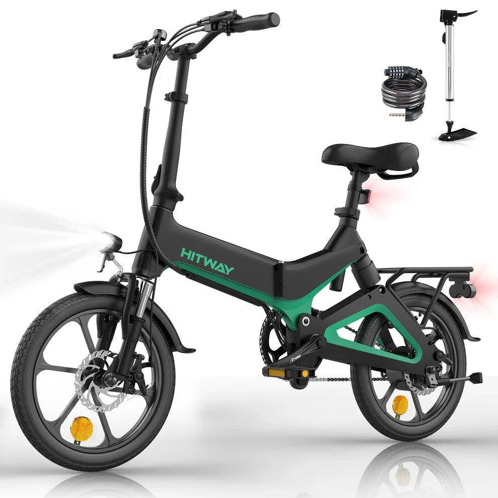 Hitway BK2 Vouwfiets elektrische fiets E-bike Zwart Groen AE-trading