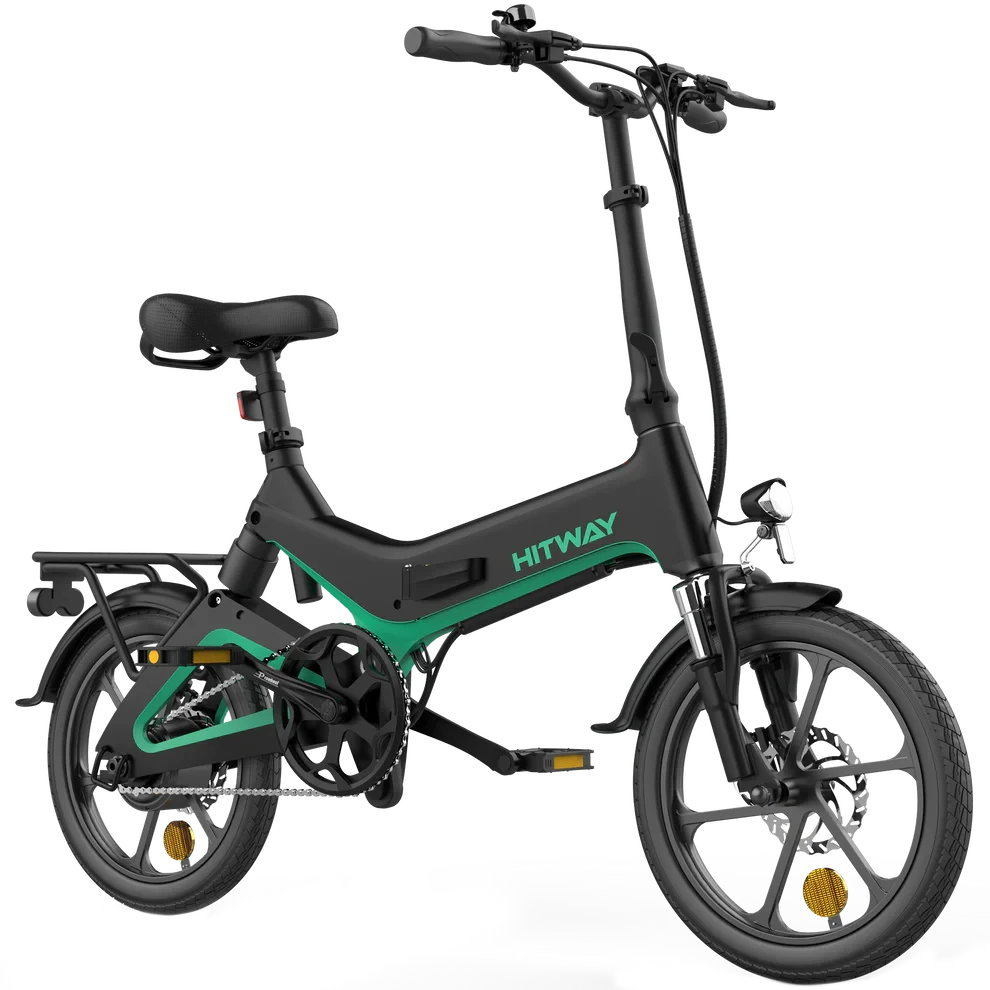 Hitway BK2 Vouwfiets elektrische fiets E-bike Zwart Groen AE-trading