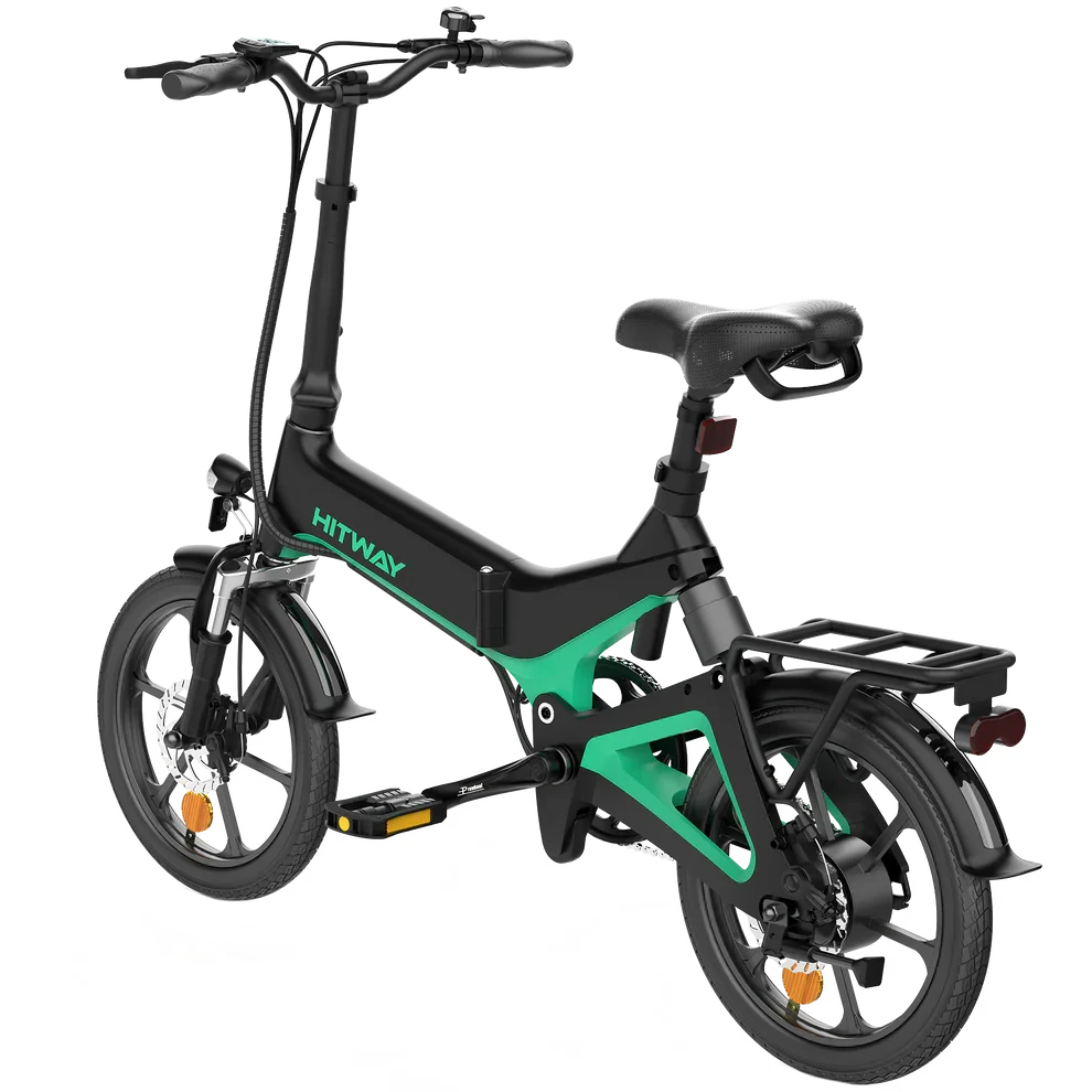 Hitway BK2 Vouwfiets elektrische fiets E-bike Zwart Groen AE-trading