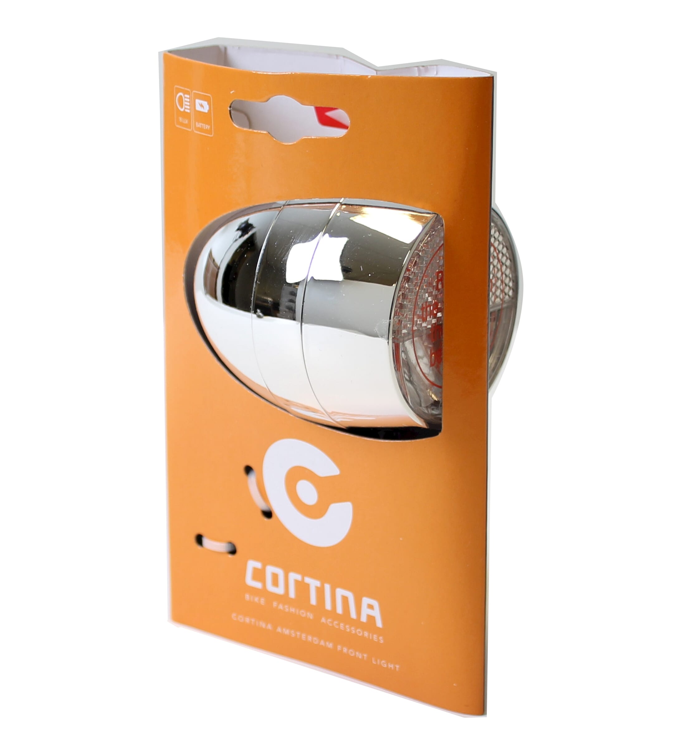 Cortina koplamp Amsterdam batterij chroom - AE-trading