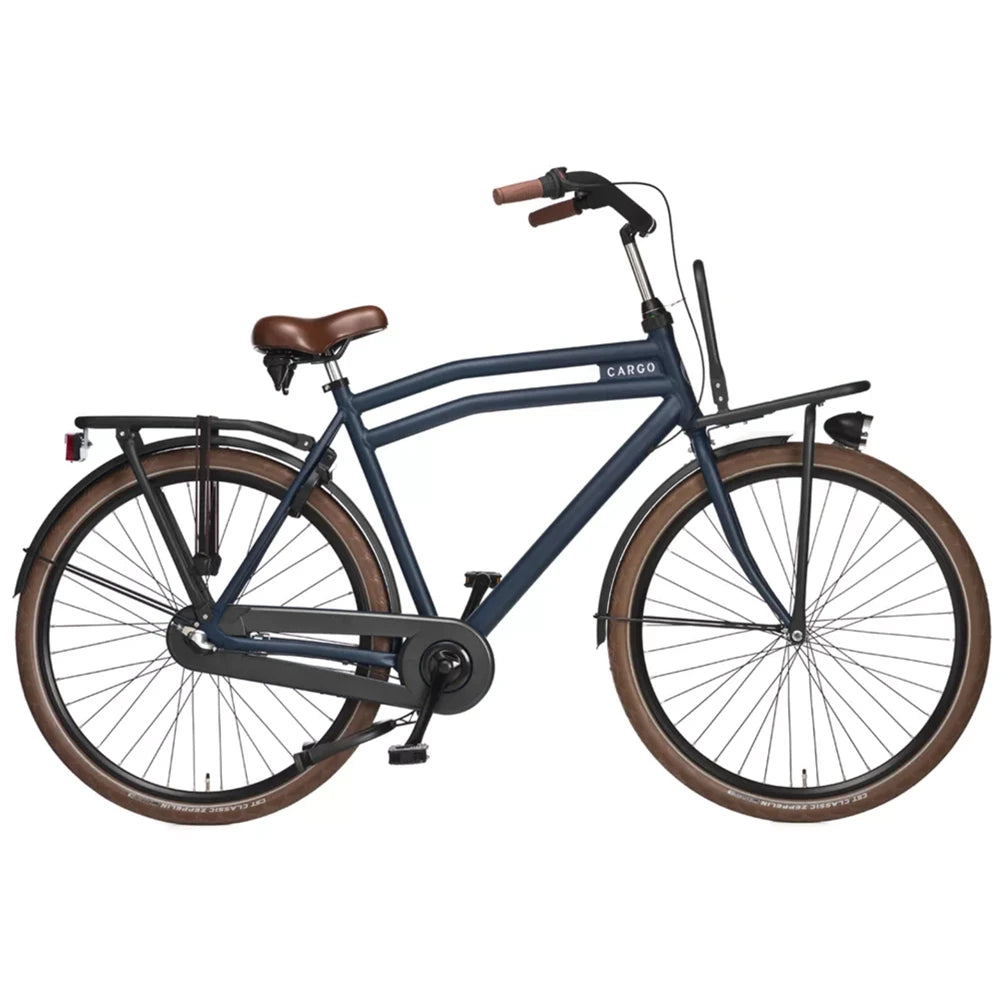 Avalon Cargo H59cm. Kleur: Mat blauw. Uitvoering: Shimano R3/remnaaf. Met oa: Aluminium frame, Stuurslot, dubbele standaard, Rodi G13 velgen, Zwarte G13 spaken,  50-622/2.0 banden, Hesling kettingkast, THUN trapas en crankstel, alu voordrager en achter... AE-trading