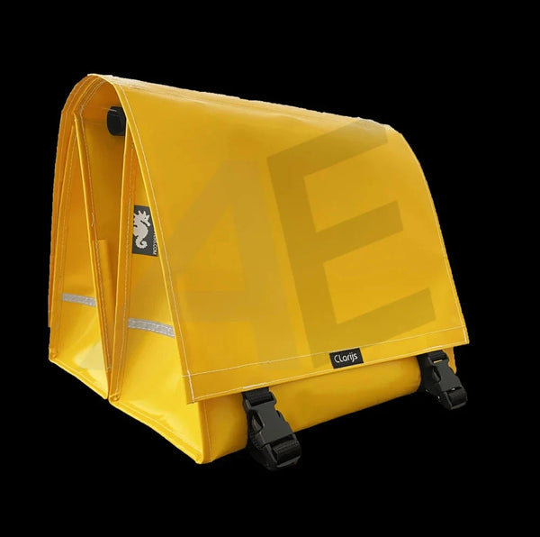 Clarijs fietstas dubbel XL PVC 46L met uitsparing geel - AE-trading