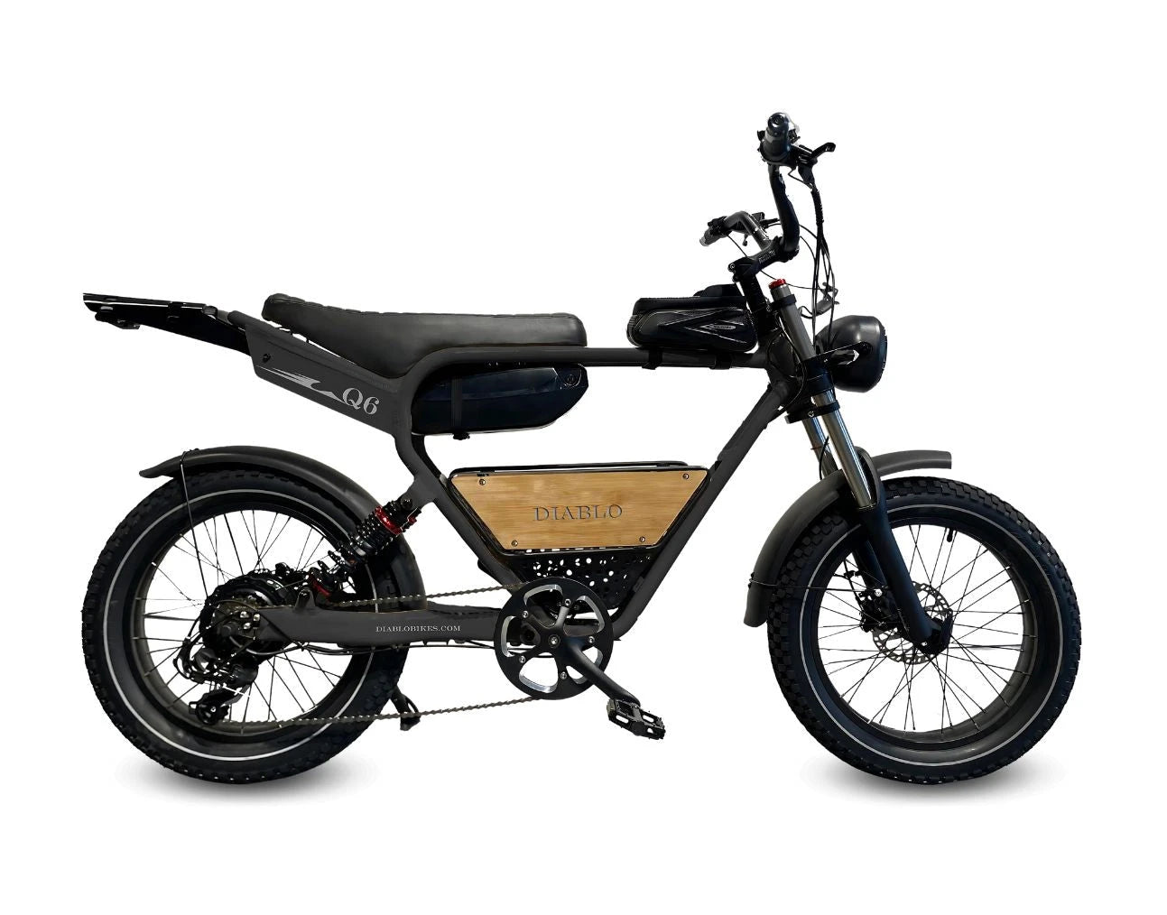 Diablo Q6 Fatbike 7RD Shimano Versnellingen en Hydraulische remmen inclusief alle accessoires - Mat zwart - AE-trading