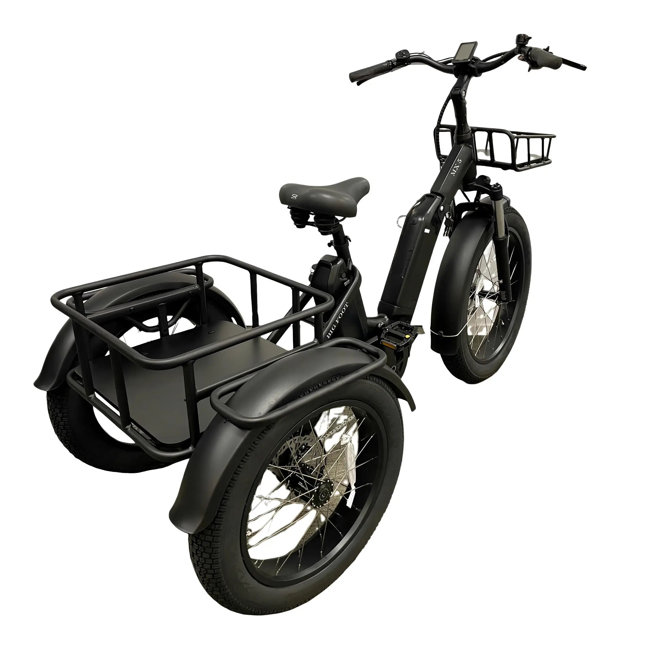 Diablo Big Foot Fatbike Driewieler Fiets Elektrisch Cargo - Mat zwart - Twee accu's - AE-trading