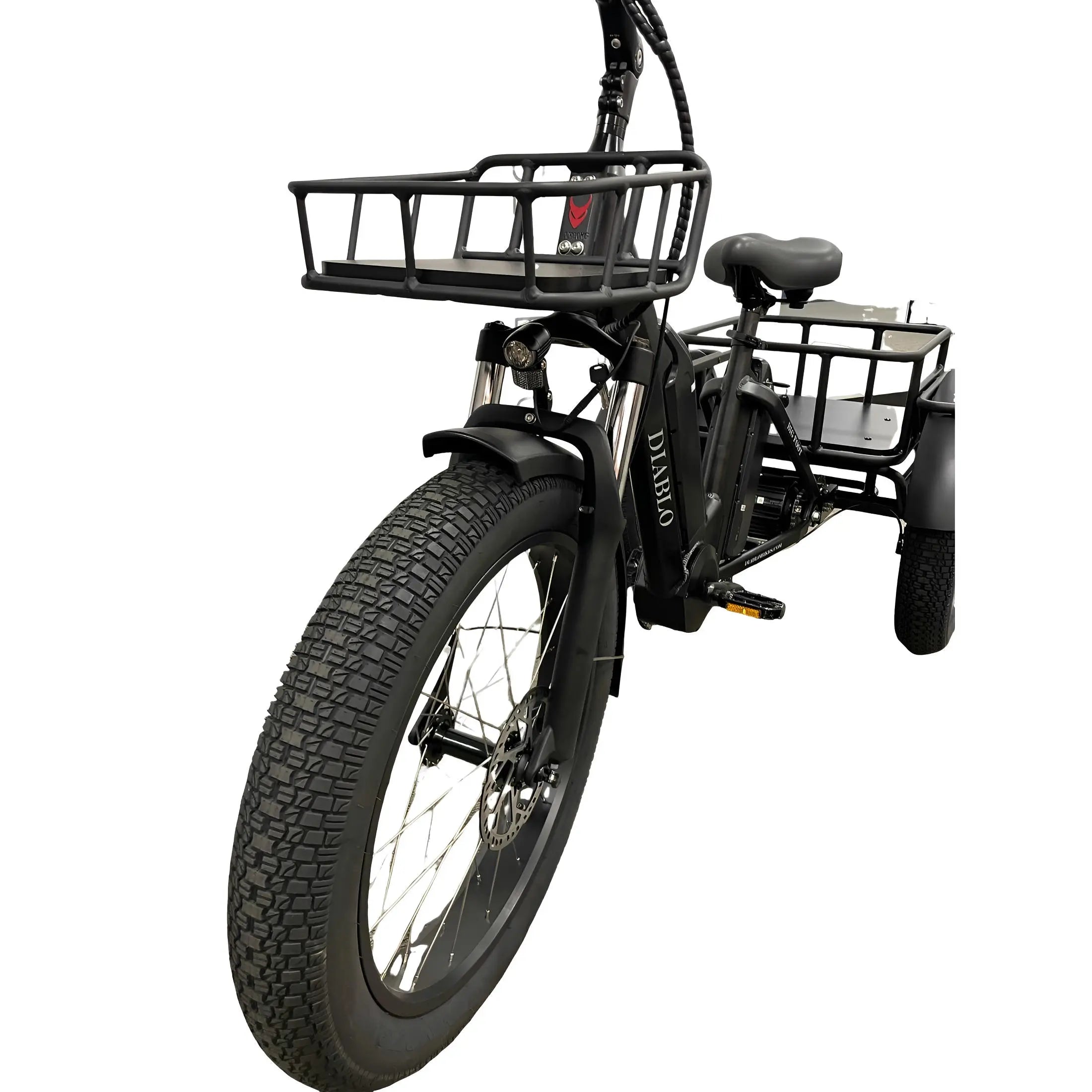 Diablo Big Foot Fatbike Driewieler Fiets Elektrisch Cargo - Mat zwart - Twee accu's - AE-trading