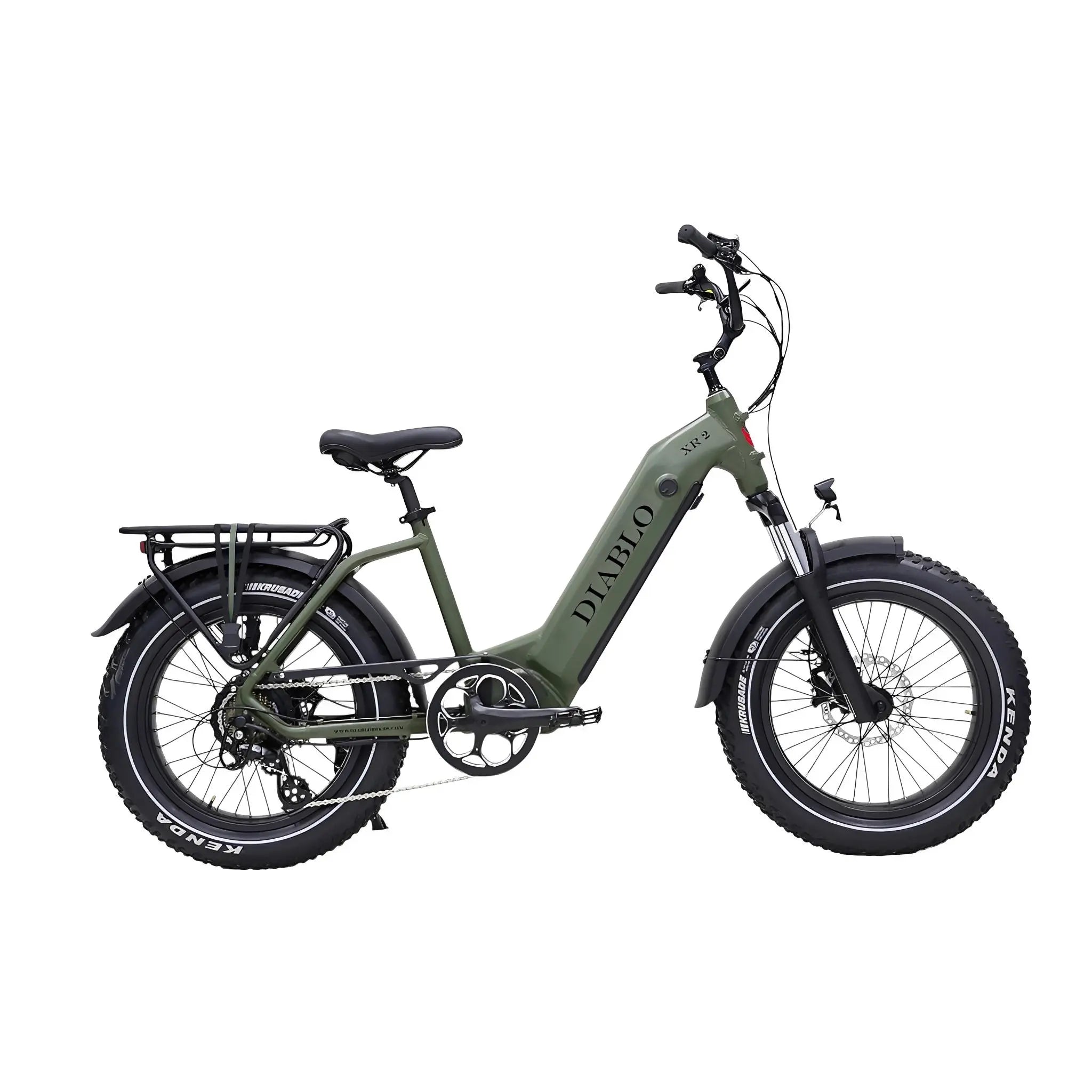 Diablo XR2 - Fatbike - Mat Groen - 20 inch - 160 kg Draagvermogen - Accu Vermogen 15.6 Ah - Hydraulische Remmen - 250W AKM Middenmotor - Shimano 7 Versnellingen - AE-trading