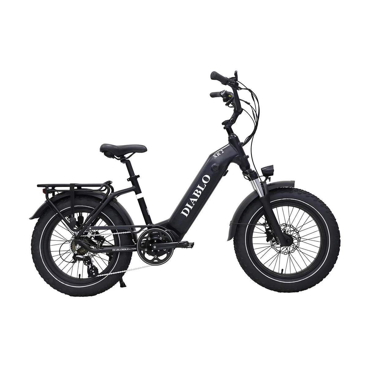 Diablo XR2 - Fatbike - Mat Zwart - 20 inch - 160 kg Draagvermogen - Accu Vermogen 15.6 Ah - Hydraulische Remmen - 250W AKM Middenmotor - Shimano 7 Versnellingen - AE-trading