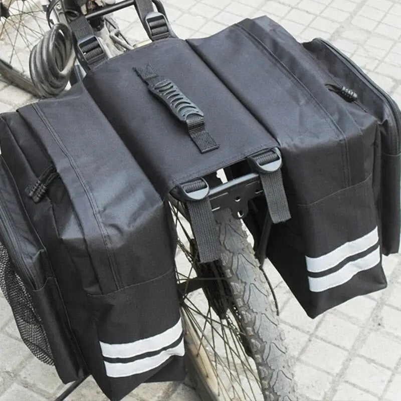 Dubbele fietstas zwart 30L met reflectoren - AE-trading