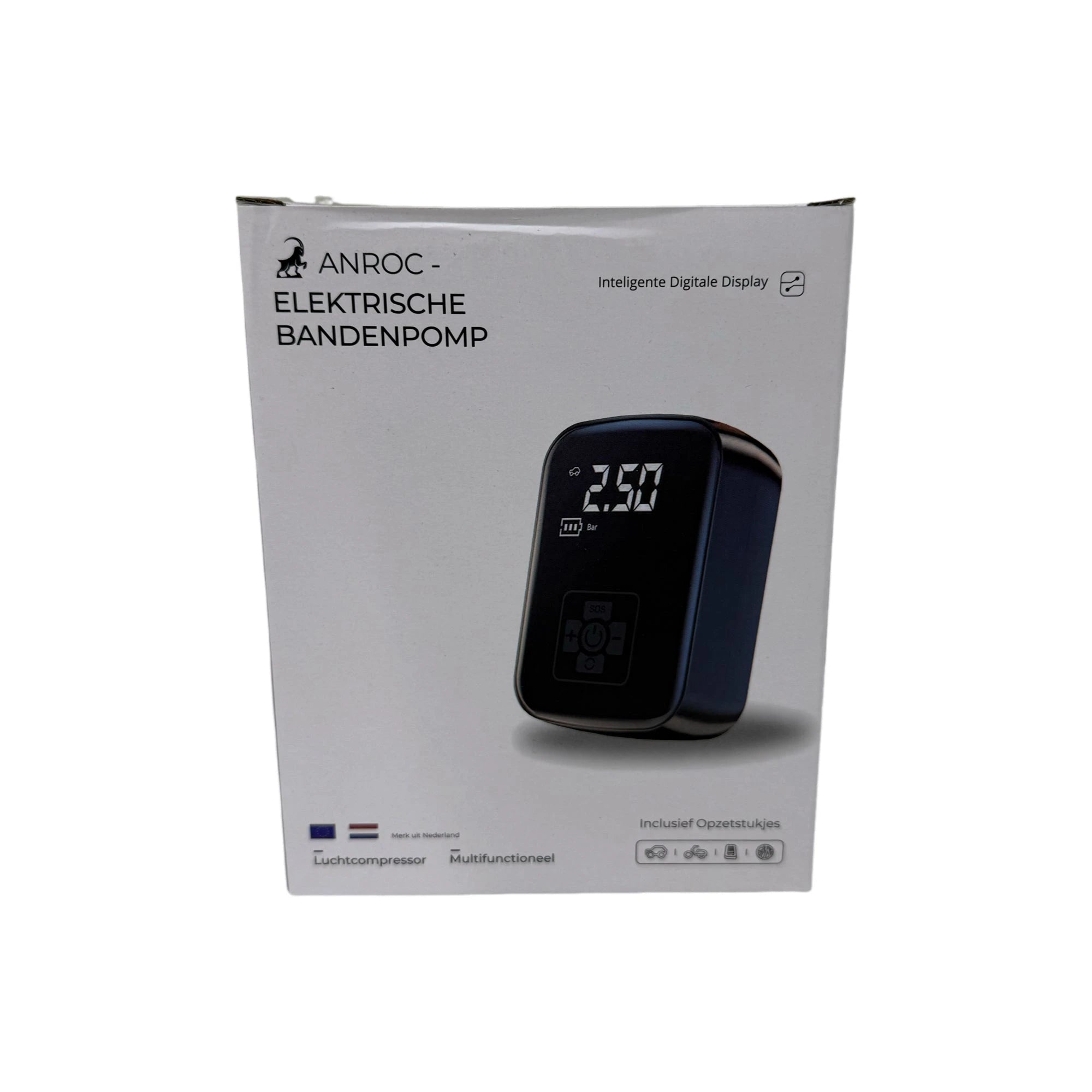 Elektrische bandenpomp - Anroc - 4 opzetstukken- 6400 MAH - AE-trading