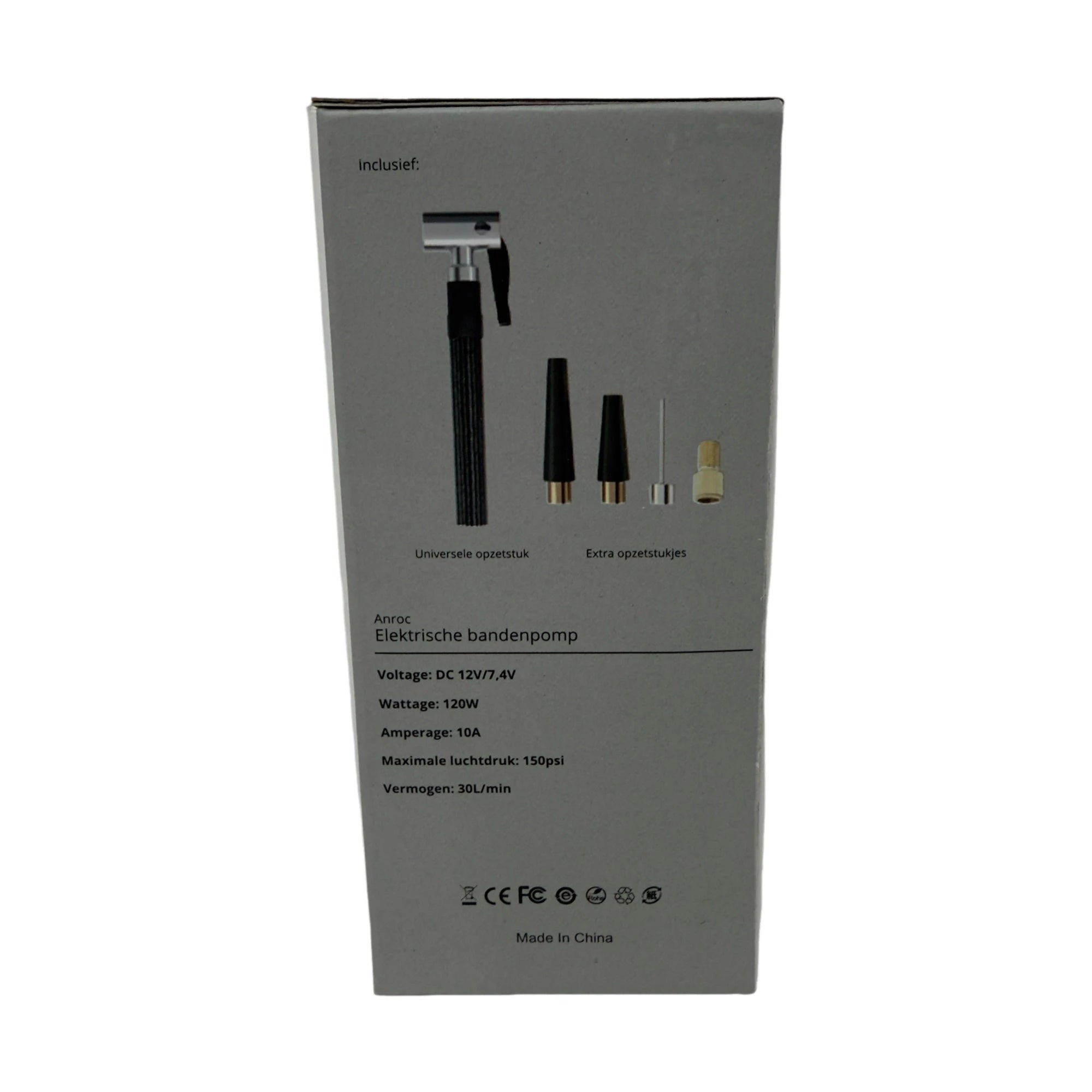 Elektrische bandenpomp - Anroc - 4 opzetstukken- 6400 MAH - AE-trading