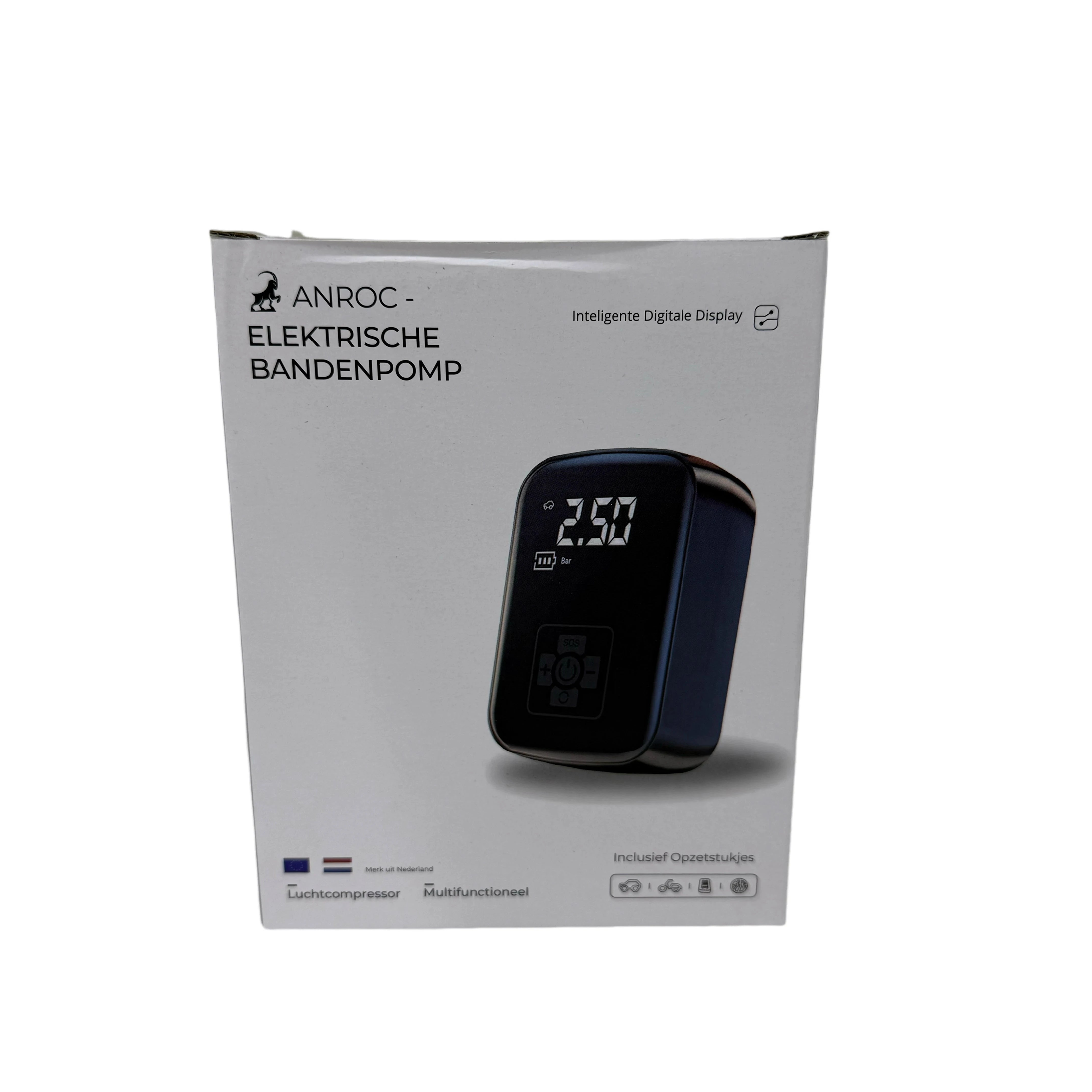 Elektrische bandenpomp - Anroc - 4 opzetstukken- 6400 MAH