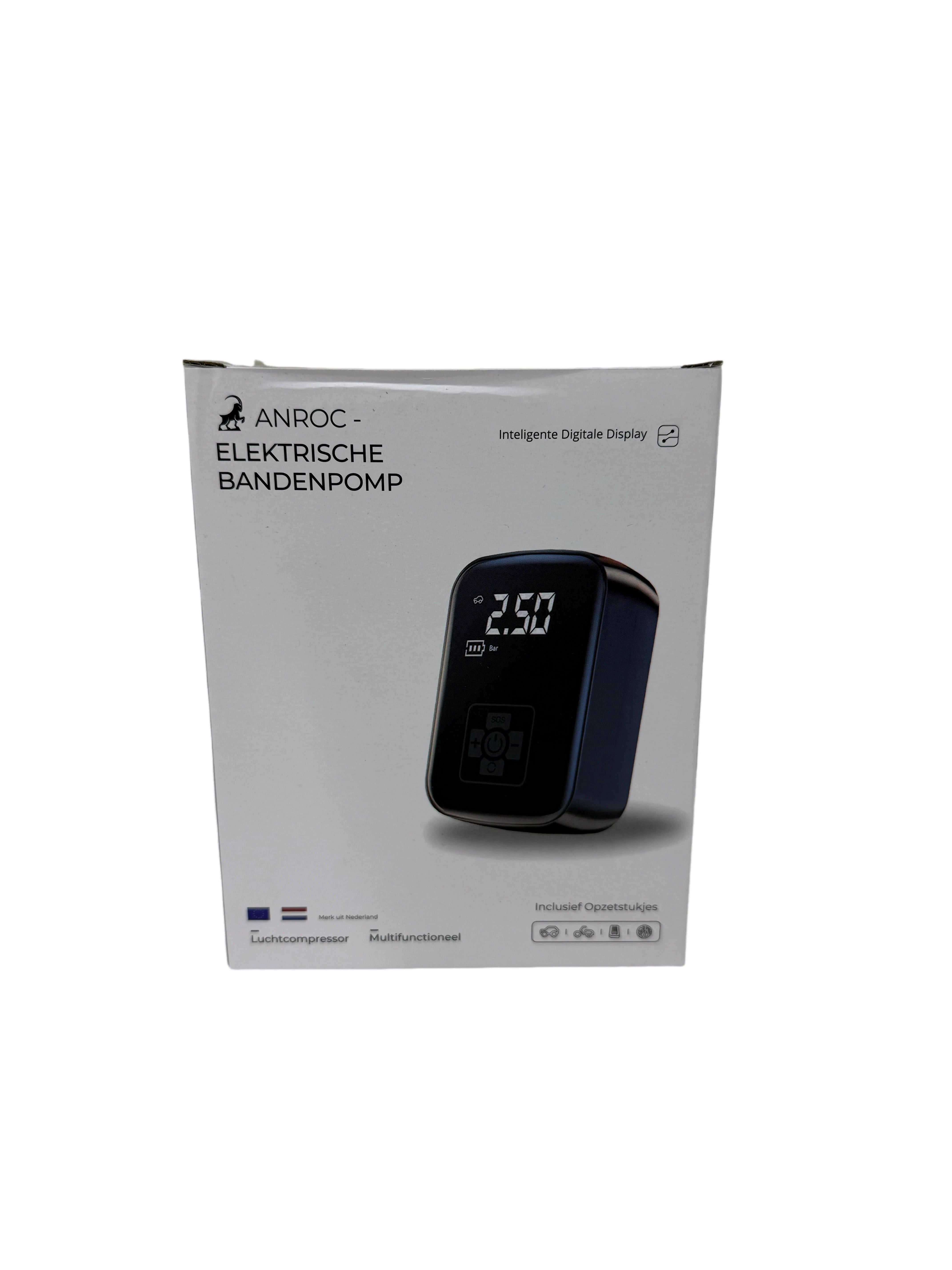 Elektrische bandenpomp - Anroc - 4 opzetstukken- 6400 MAH - AE-trading