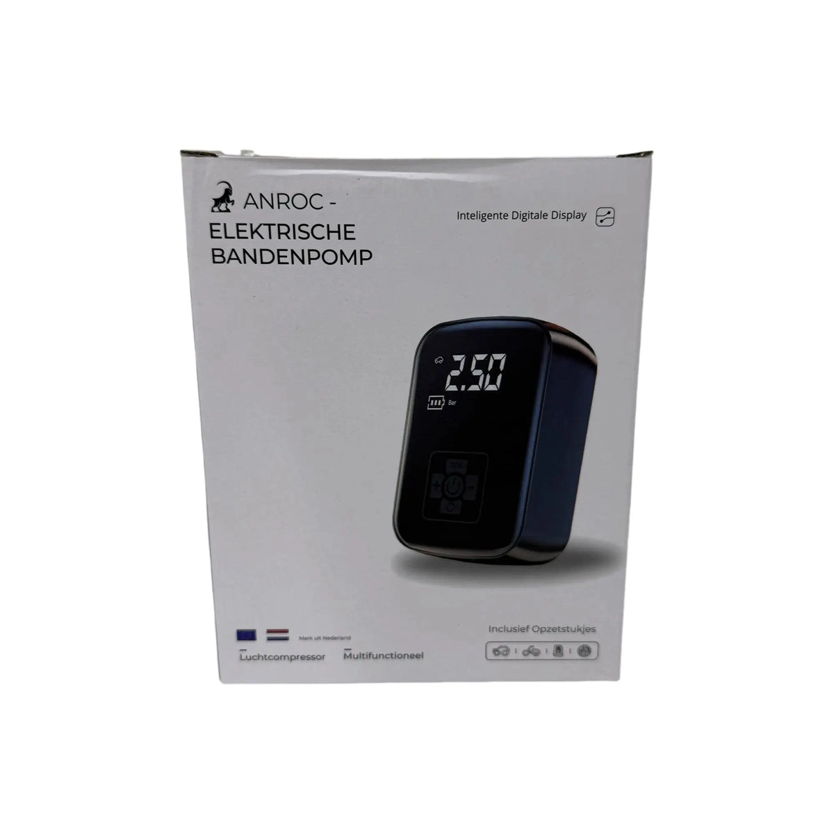 Elektrische bandenpomp - Anroc - 4 opzetstukken- 6400 MAH - AE-trading