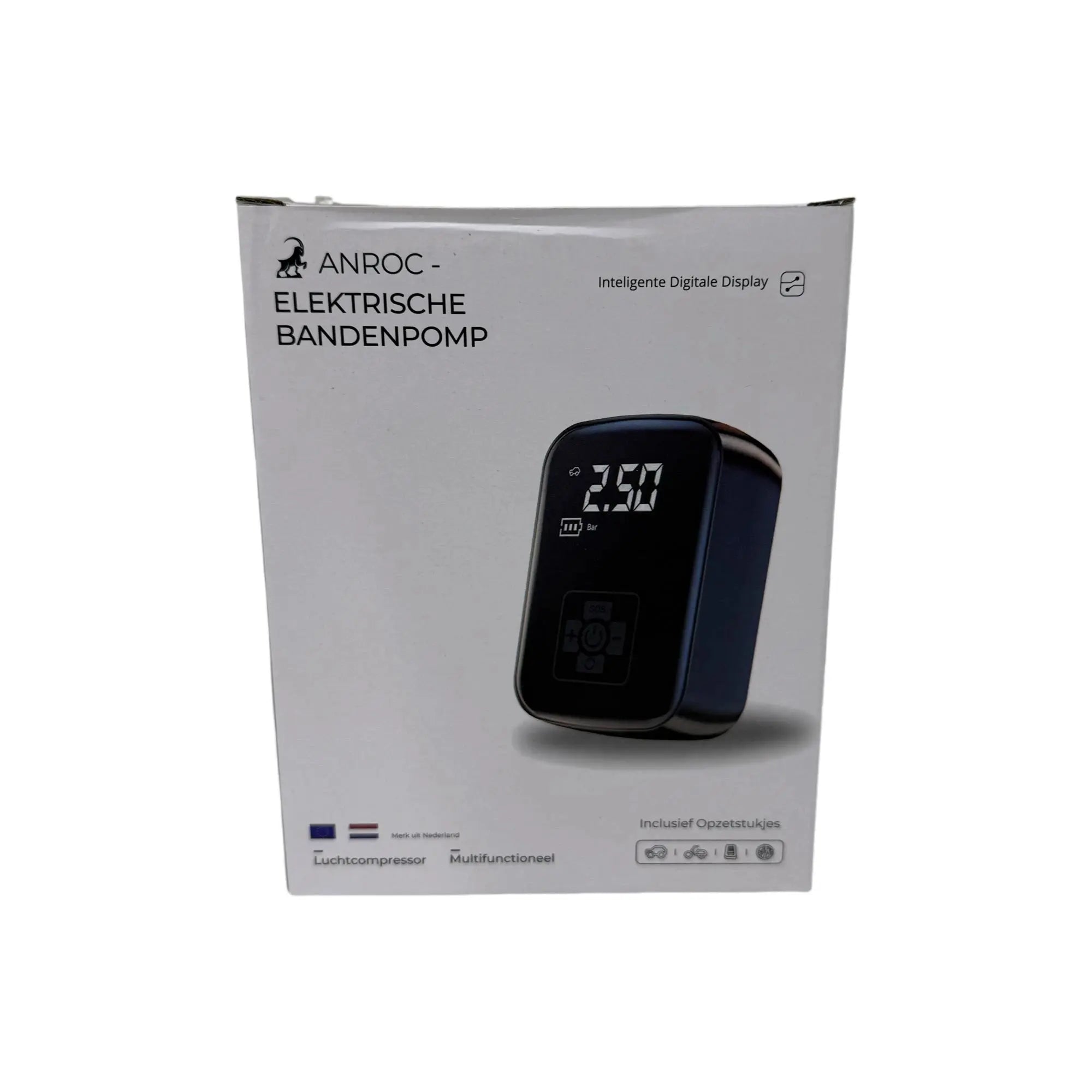 Elektrische bandenpomp - Anroc - 4 opzetstukken- 6400 MAH - AE-trading