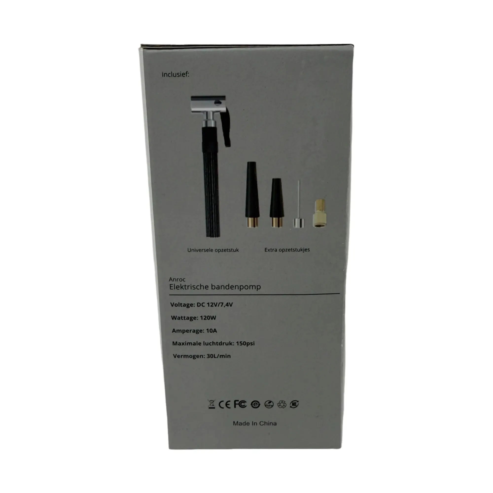 Elektrische bandenpomp - Anroc - 4 opzetstukken- 6400 MAH - AE-trading